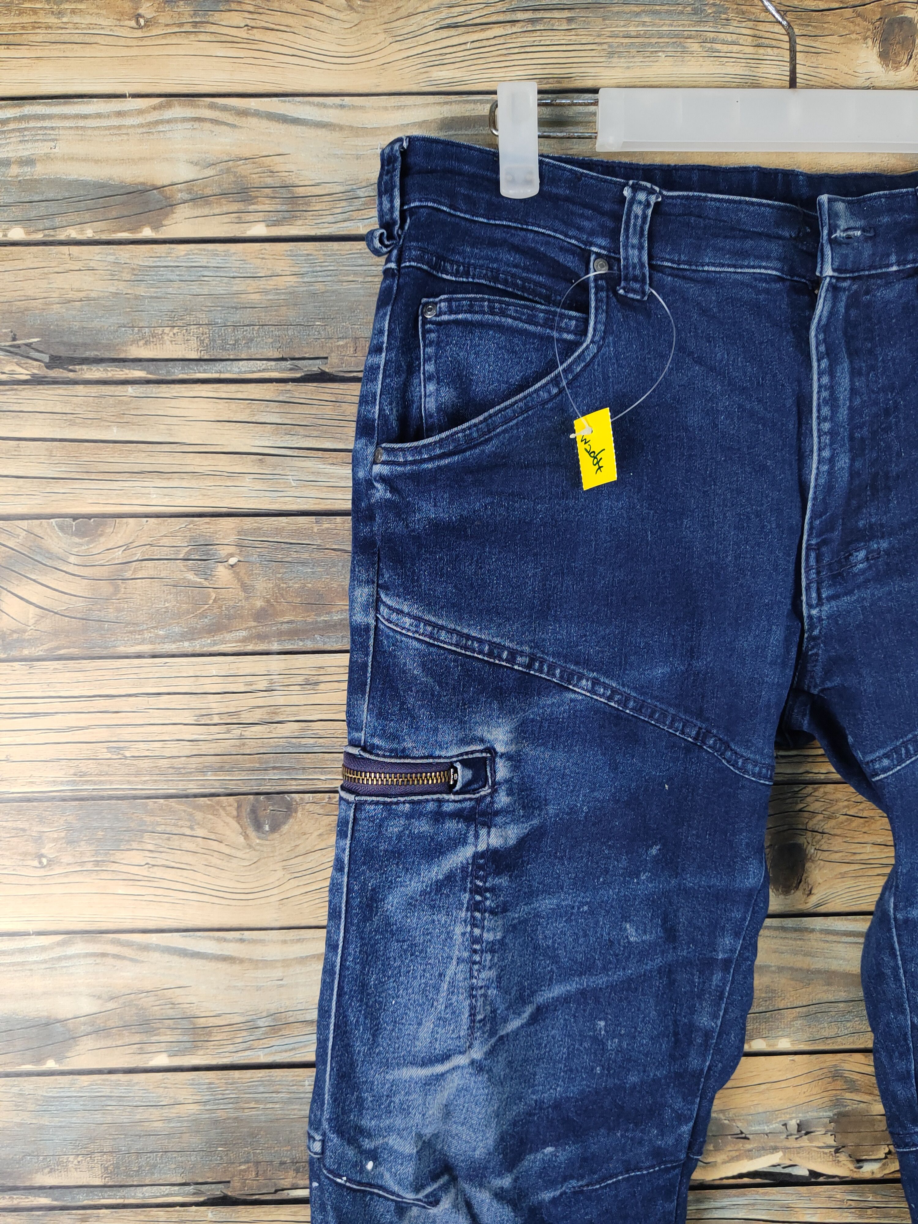 Japanese Brand FieldCore Dark Blue Distressed Ripped denim Jeans #W2064 Size US 32 / EU 48 - 3 Thumbnail