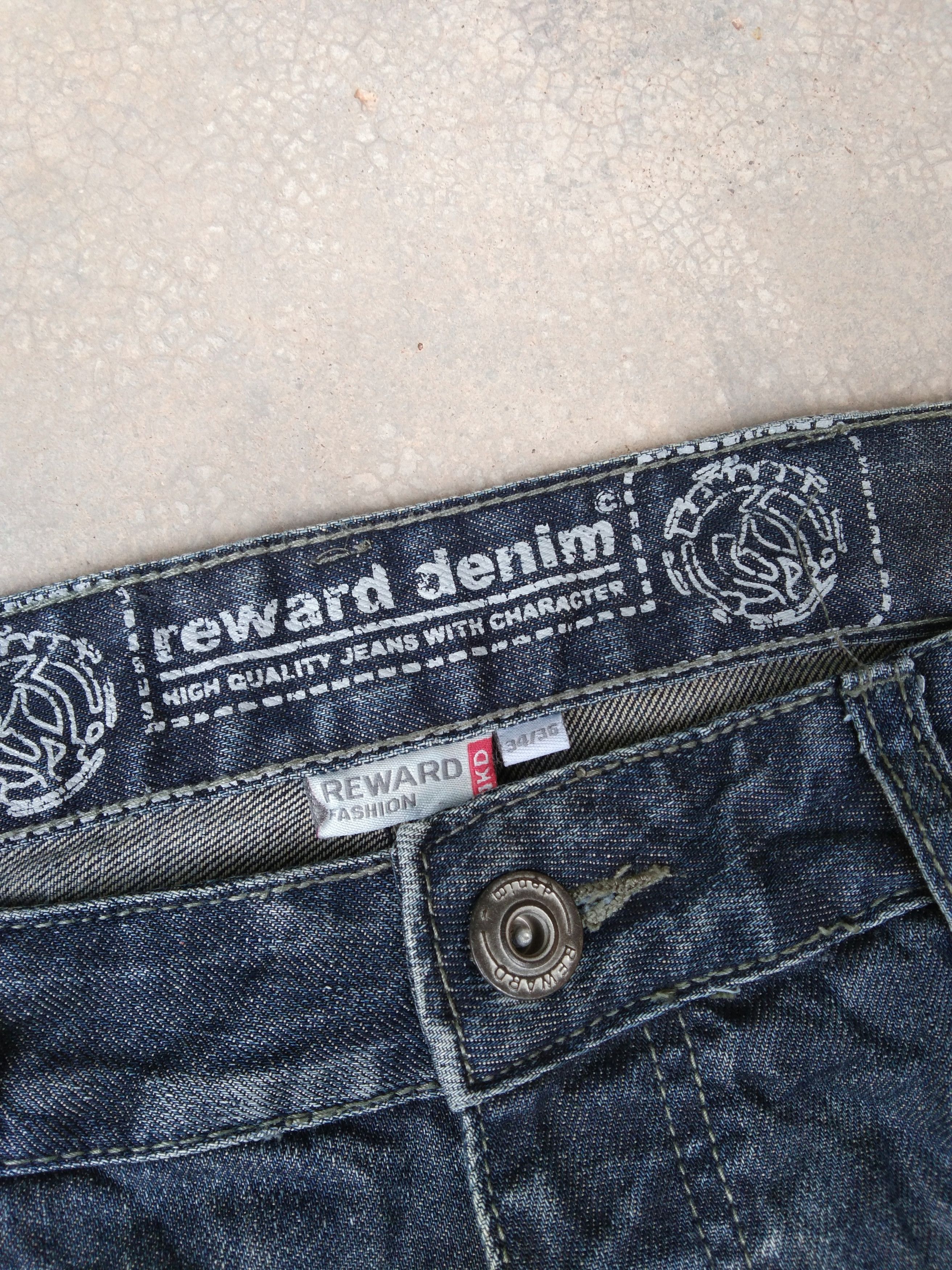 Jean Vintage Reward Denim Whisker Distressed Jeans 34x36 Size US 34 / EU 50 - 7 Thumbnail
