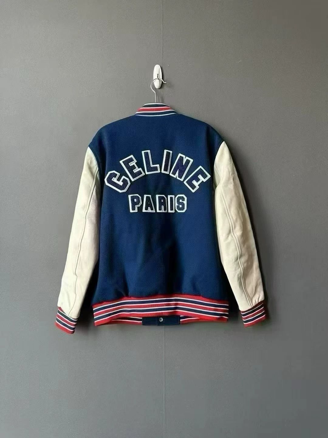 Celine Celine Leather-Sleeve Wool Baseball Jacket Women's 34 New Size XS / US 0-2 / IT 36-38 - 2 Thumbnail