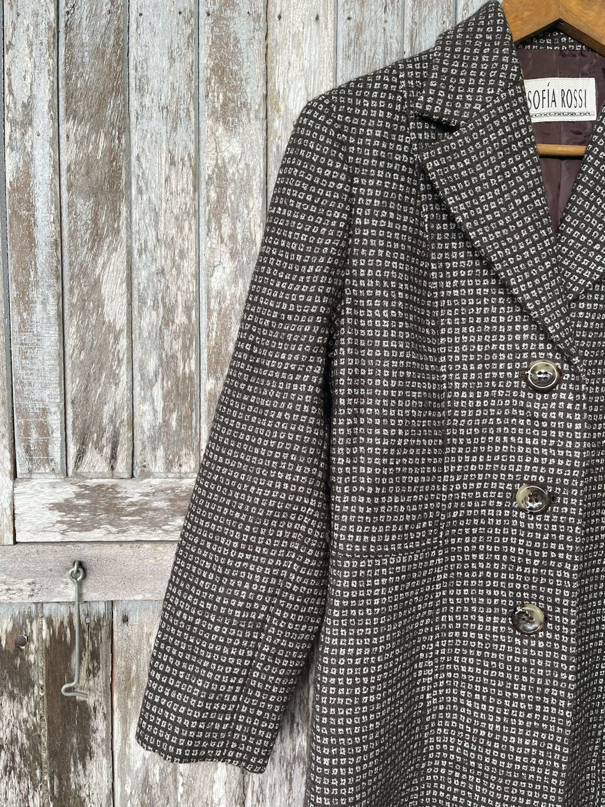 Designer Sofía Rossi Vintage Houndstooth Long Coat – Size 9AR (JP) Size M / US 6-8 / IT 42-44 - 4 Thumbnail