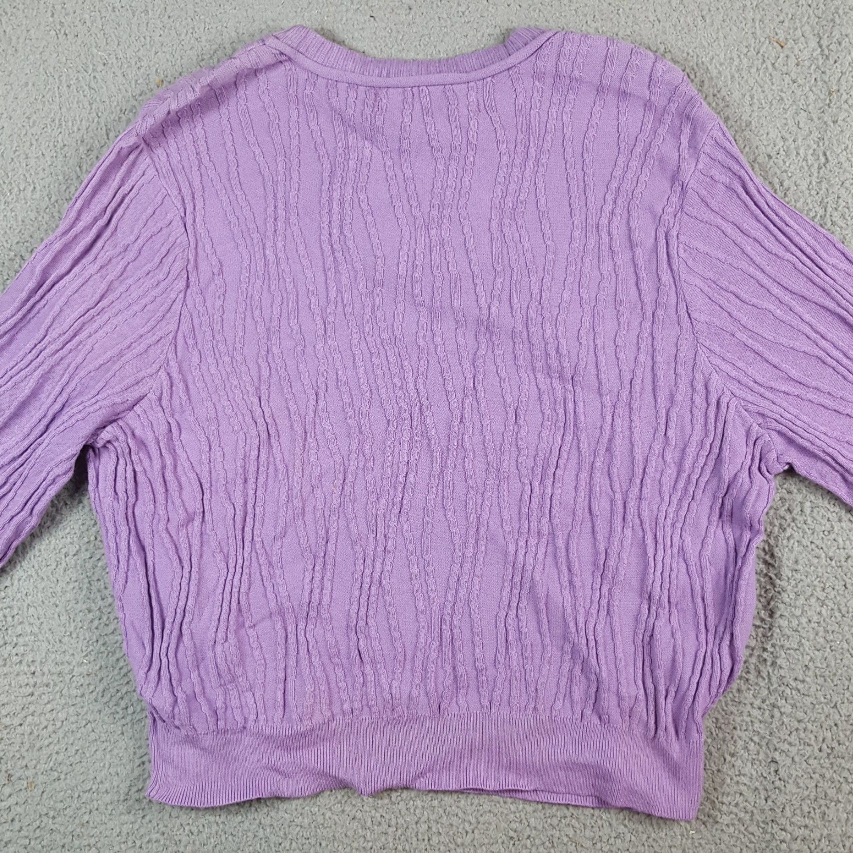 Vintage VINTAGE Y2K Preppy Purple Cable Knit Women's Size L Relaxed Fit Pullover Sweater Size L / US 10 / IT 46 - 5 Thumbnail