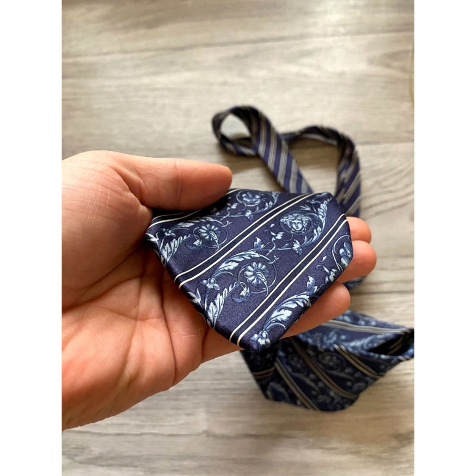 Versace Versace Silk Tie Made in Italy Blue Mens Size ONE SIZE - 4 Thumbnail
