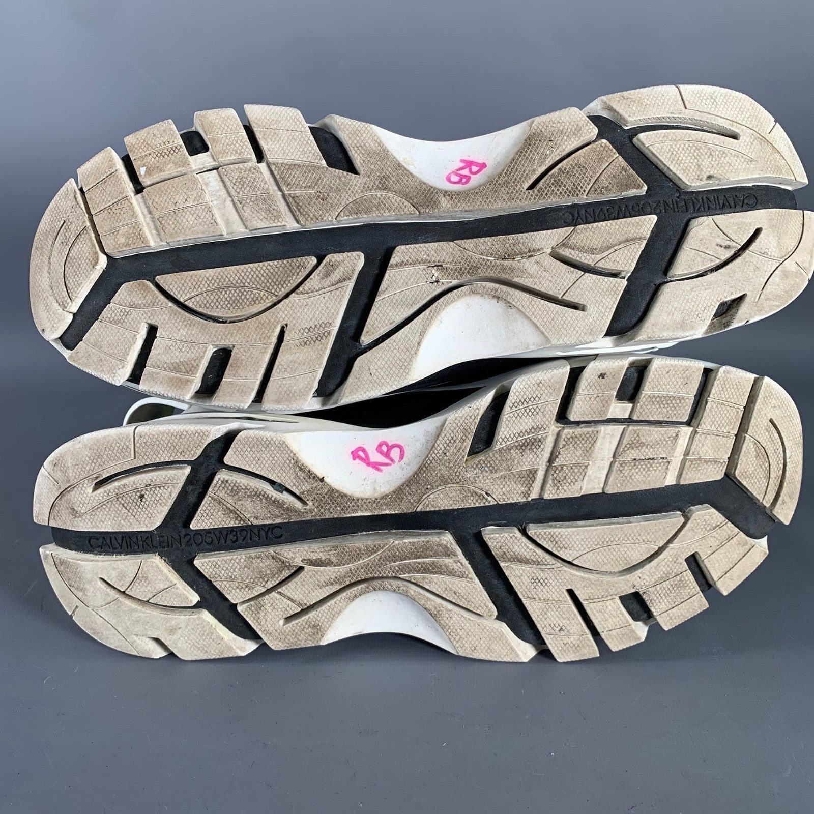Calvin Klein 205W39NYC CALVIN KLEIN Green Grey Pink Color Block Leather Sneakers Size US 11 / EU 44 - 6 Thumbnail
