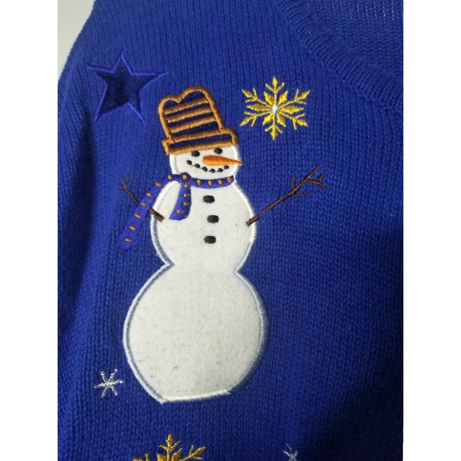 Etro Kobe Crystal Womens Cardigan Sweater M Blue Snowman Christmas Tree Retro Size M / US 6-8 / IT 42-44 - 4 Thumbnail