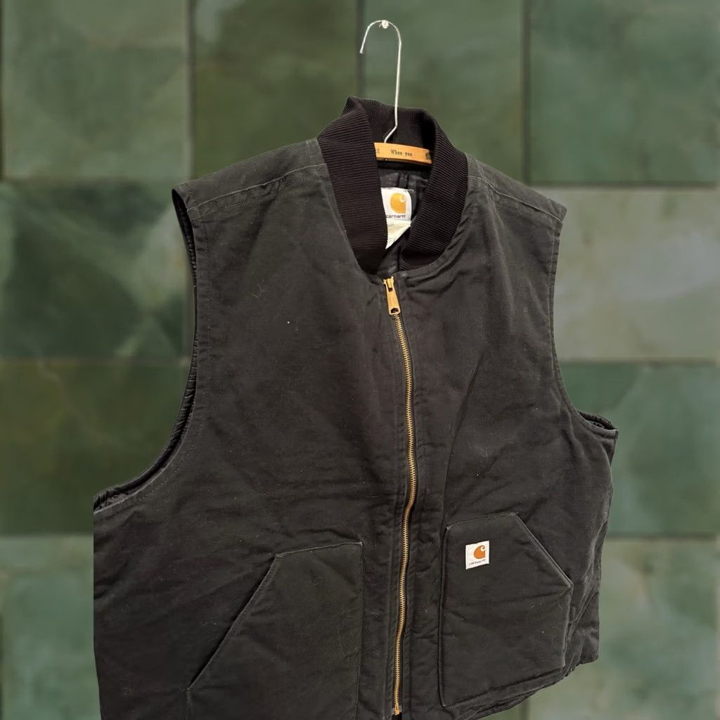 Carhartt VINTAGE Carhartt Vest Zip Quilted Black XL/2XL Mens Vest Mardi Gras Y2K Size US XL / EU 56 / 4 - 1 Thumbnail