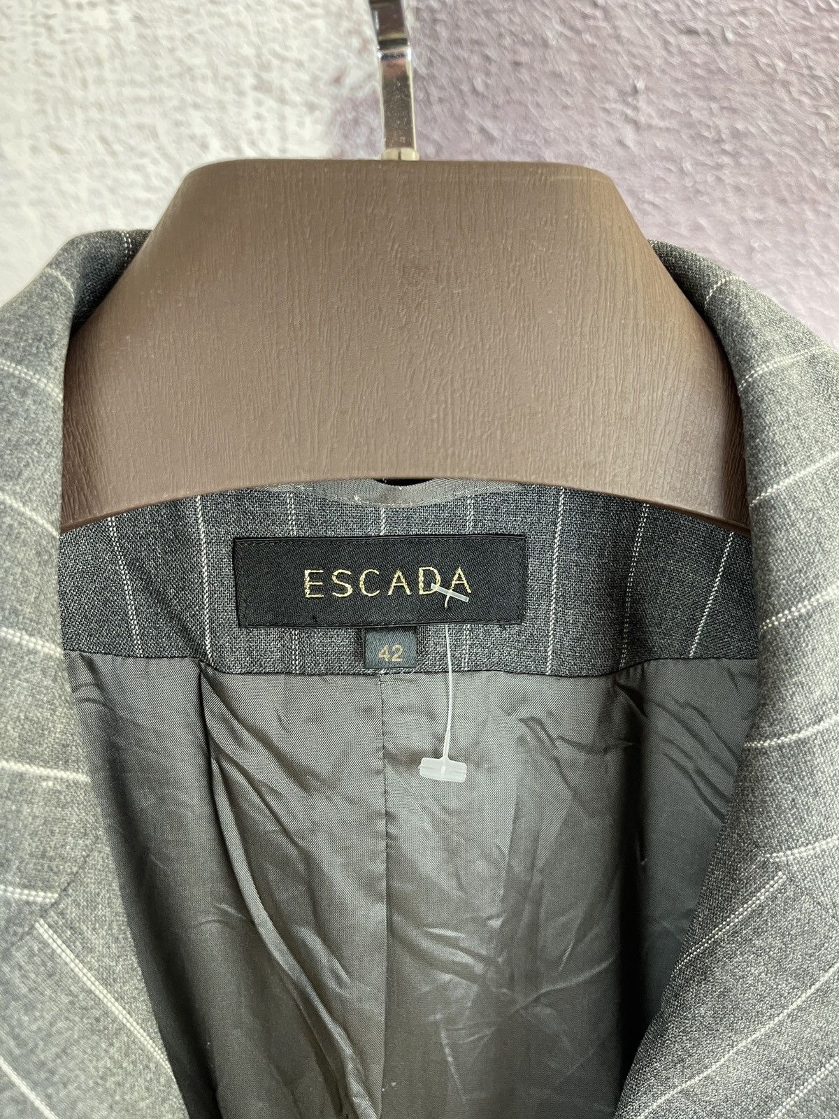 Escada Escada grey striped wool mohair double blazer Size XL / US 12-14 / IT 48-50 - 7 Thumbnail