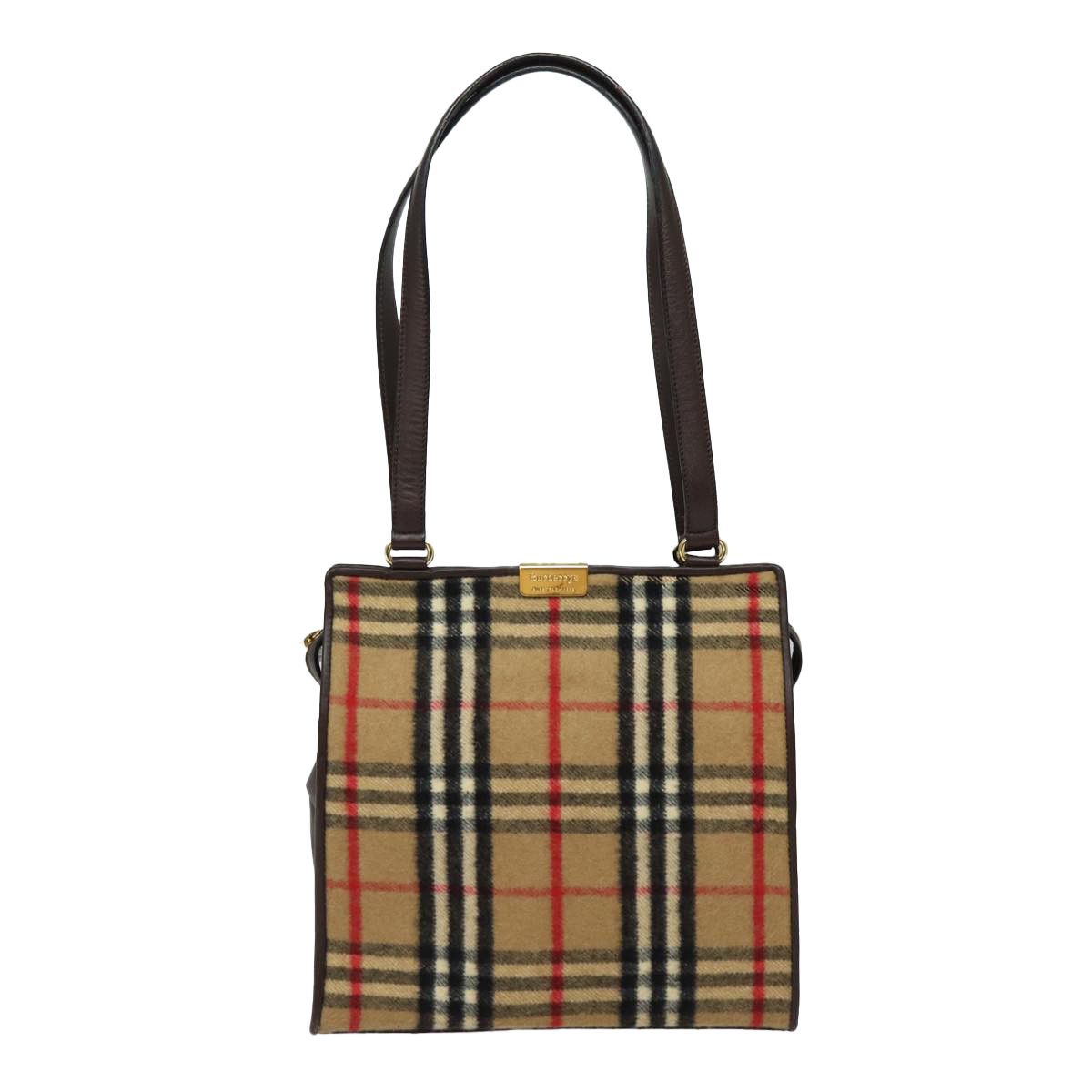 Burberry Nova Check Beige Wool Shoulder Bag (Pre-Owned) Size ONE SIZE - 1 Thumbnail