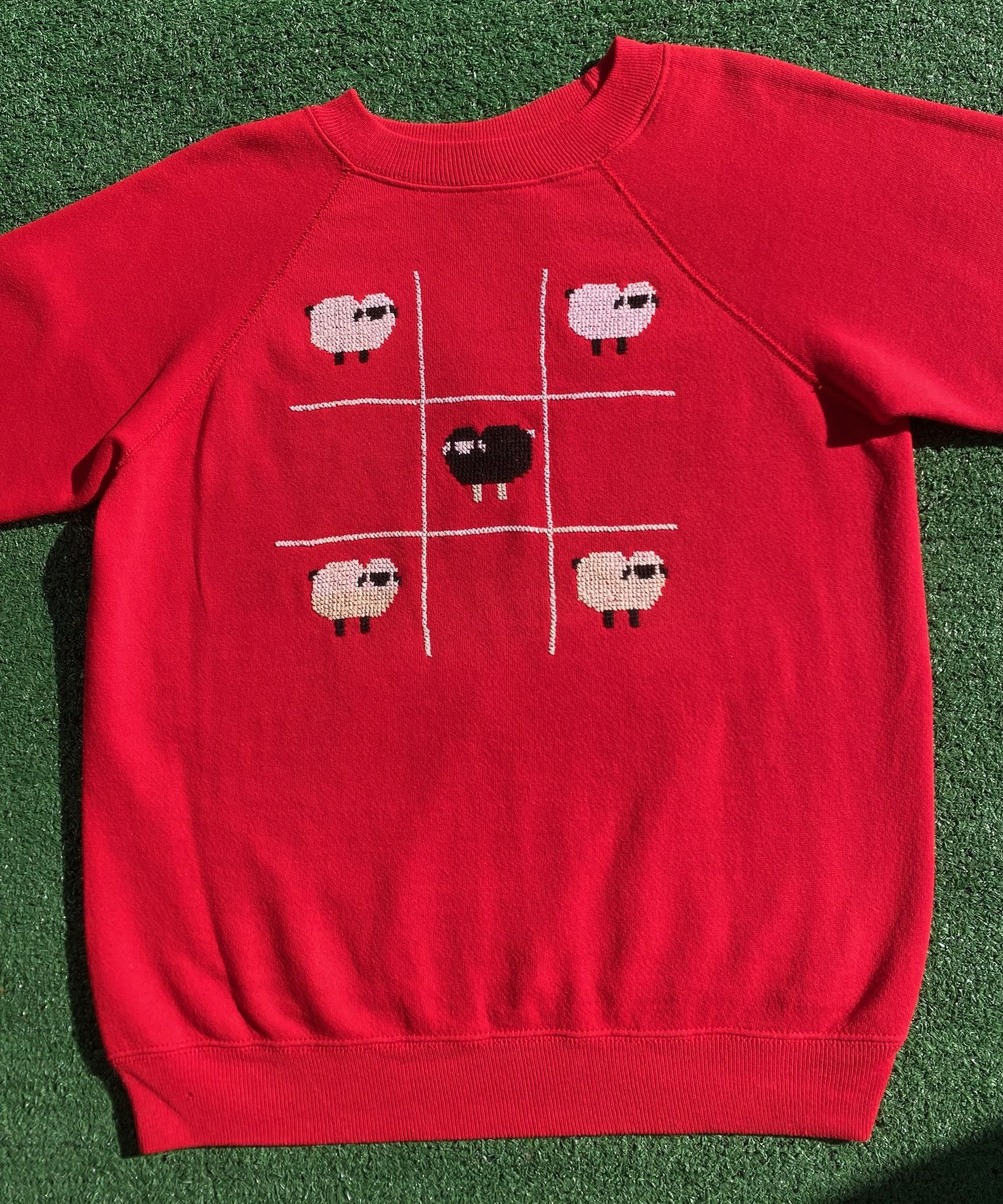 Other 80’s Black Sheep Cross Stitch Red Sweatshirt Womens Small Size S / US 4 / IT 40 - 2 Thumbnail