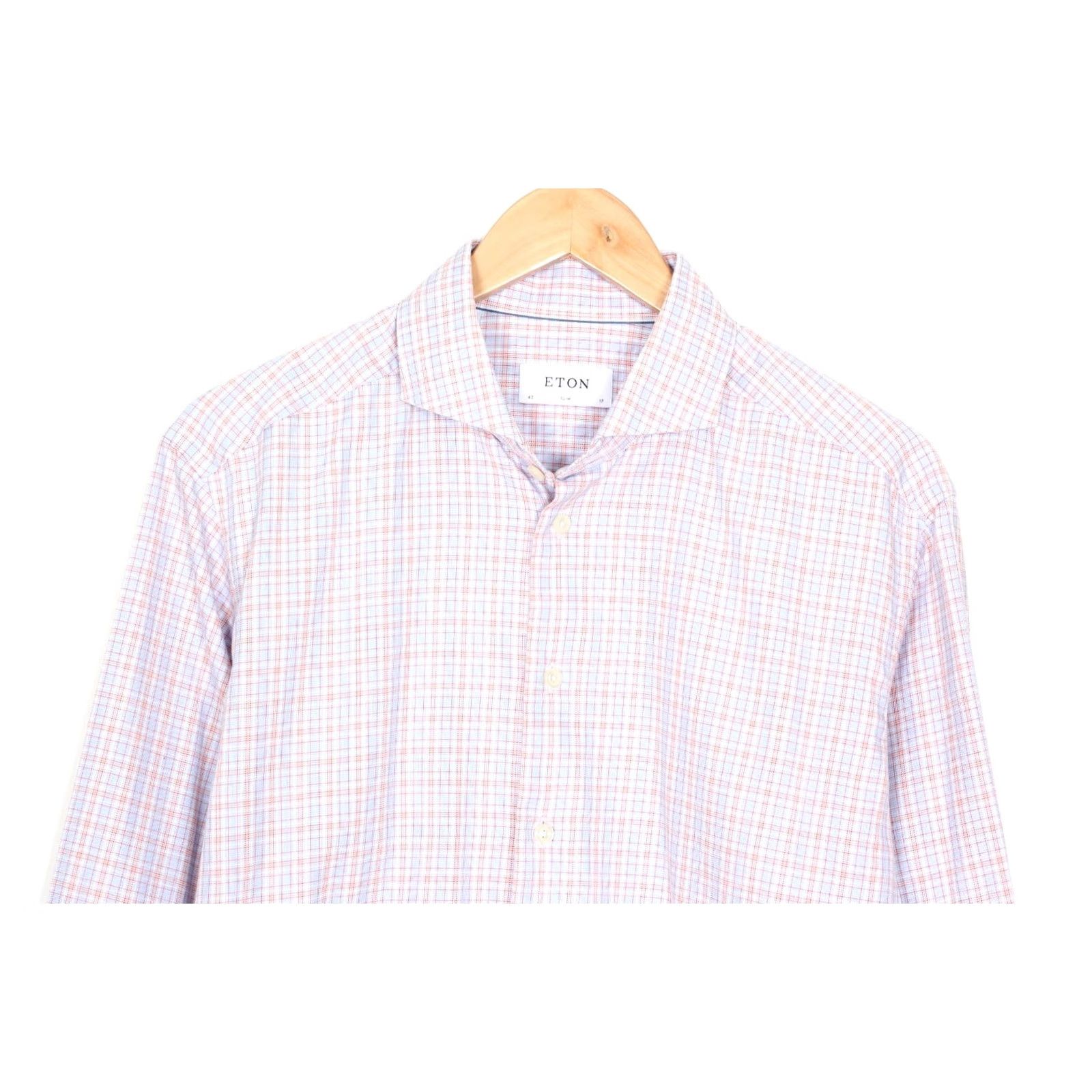 Eton ETON Slim Fit Twill Plaid Shirt Men XL Long Sleeve Cutaway Button-Up, Multicoloured, Casual, Formal, 43 17 Size US XL / EU 56 / 4 - 3 Thumbnail