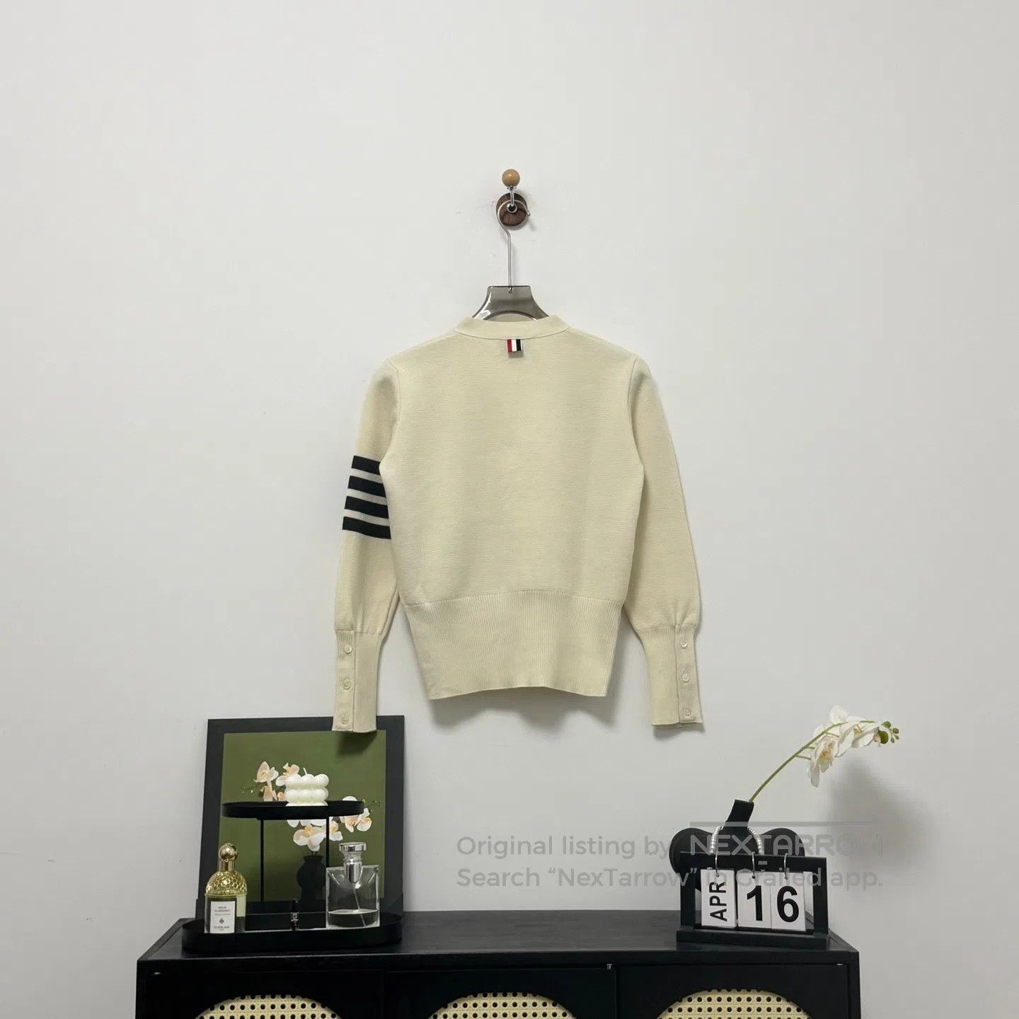 Thom Browne Thom Browne White Striped Wool Cardigan| Size M / US 6-8 / IT 42-44 - 4 Thumbnail