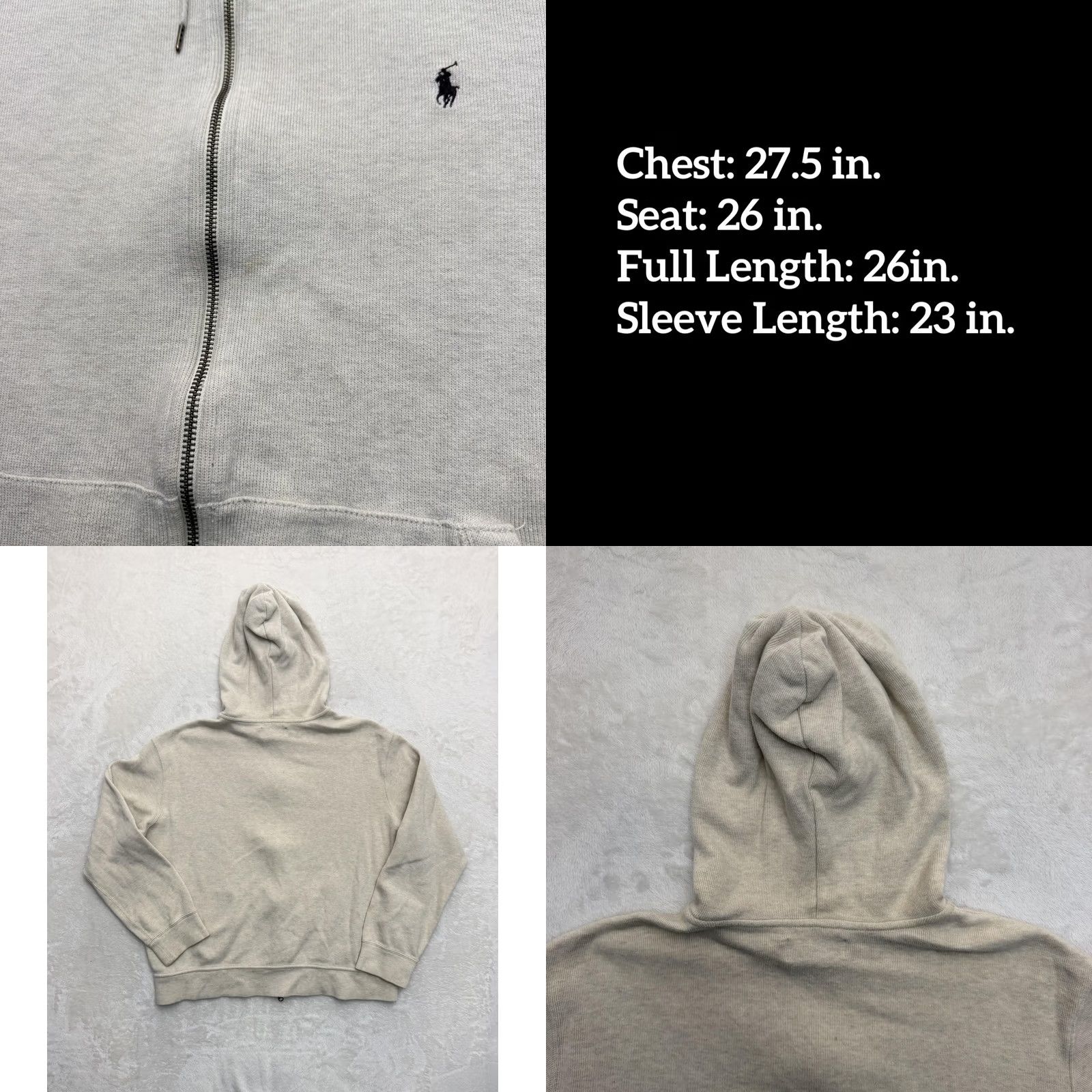 Polo Ralph Lauren Polo Ralph Lauren Hoodie Jacket 2XL Beige Full Zip Fleece Polo Logo Embroidered Sweatshirt Mens Size US XXL / EU 58 / 5 - 8 Thumbnail