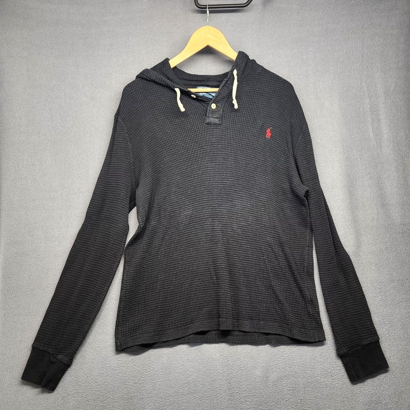 Polo Ralph Lauren Polo Ralph Lauren Hoodie Mens Large Black Waffle Thermal Henley Red Pony Logo Button Embroidered Logo Size US L / EU 52-54 / 3 - 2 Thumbnail