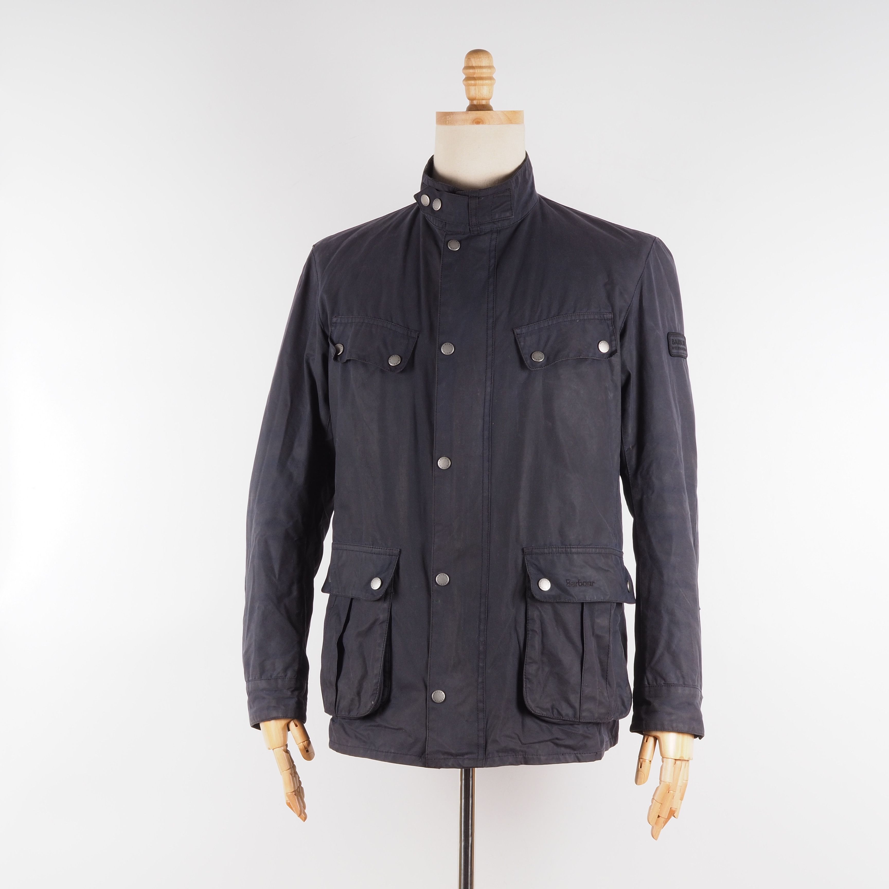 Barbour Barbour Men's DUKE Moto Biker Blue Short Waxed Coat Jacket Size US M / EU 48-50 / 2 - 1 Thumbnail