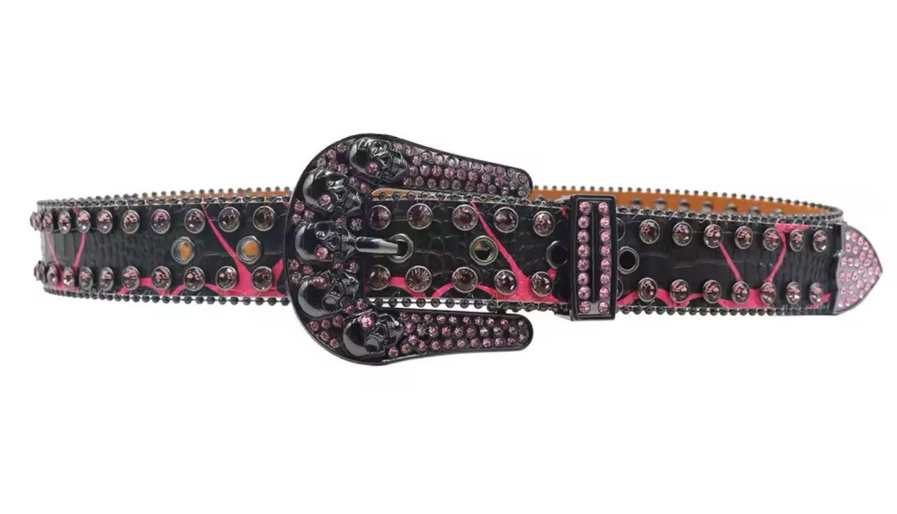 Vintage Gothic Punk Skull Shiny Diamond Belt Size ONE SIZE - 4 Thumbnail