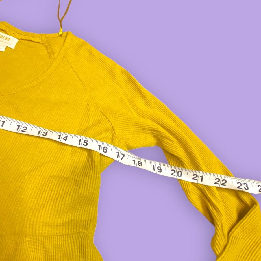 Anthropologie Maeve by Anthropologie Mustard Tiered Cotton Waffle Top XS Size XS / US 0-2 / IT 36-38 - 5 Thumbnail