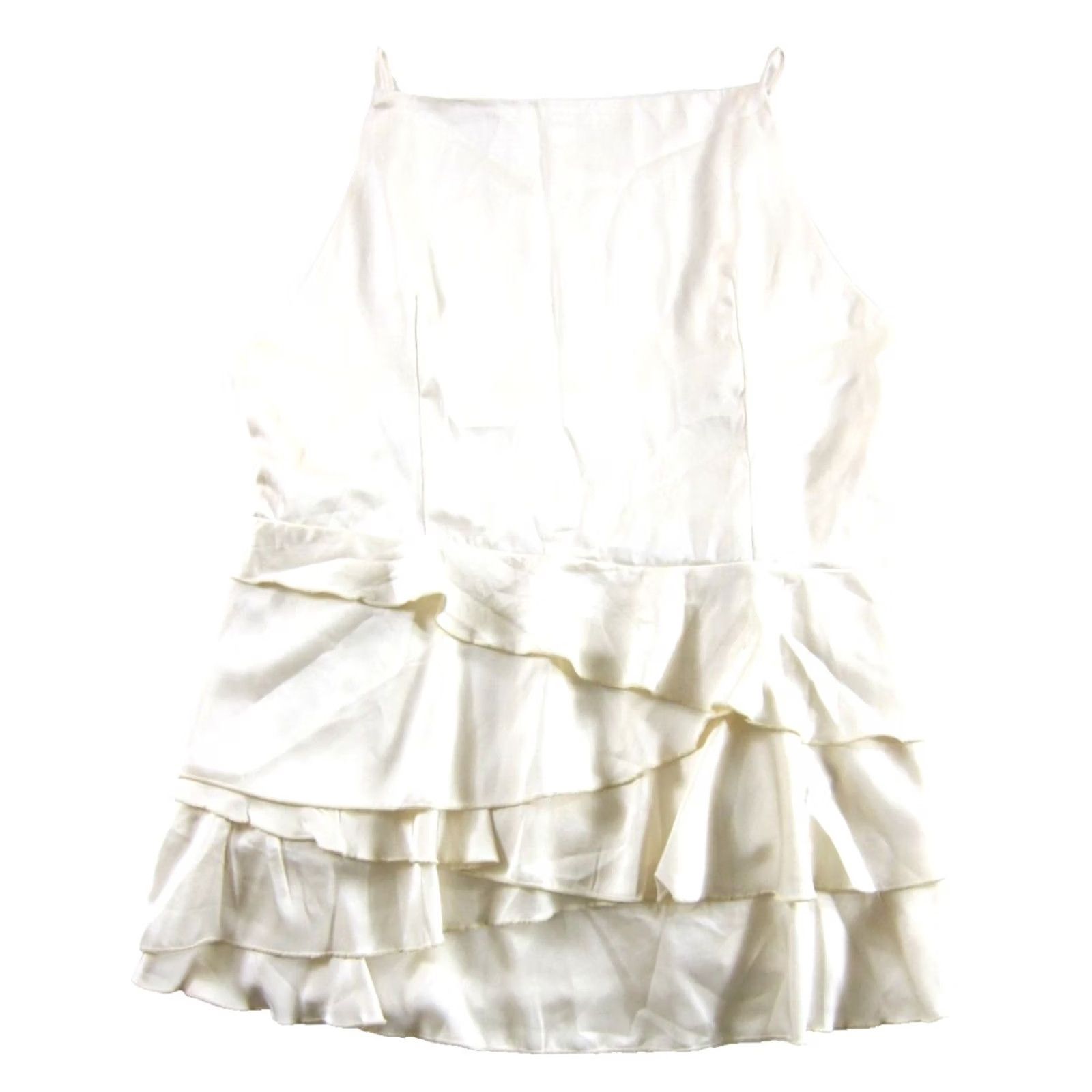 Vintage Bella Barnett Ivory Satin Spaghetti Strap Short Dress Plus 3XL NWT Size 40" / US 18 - 2 Thumbnail