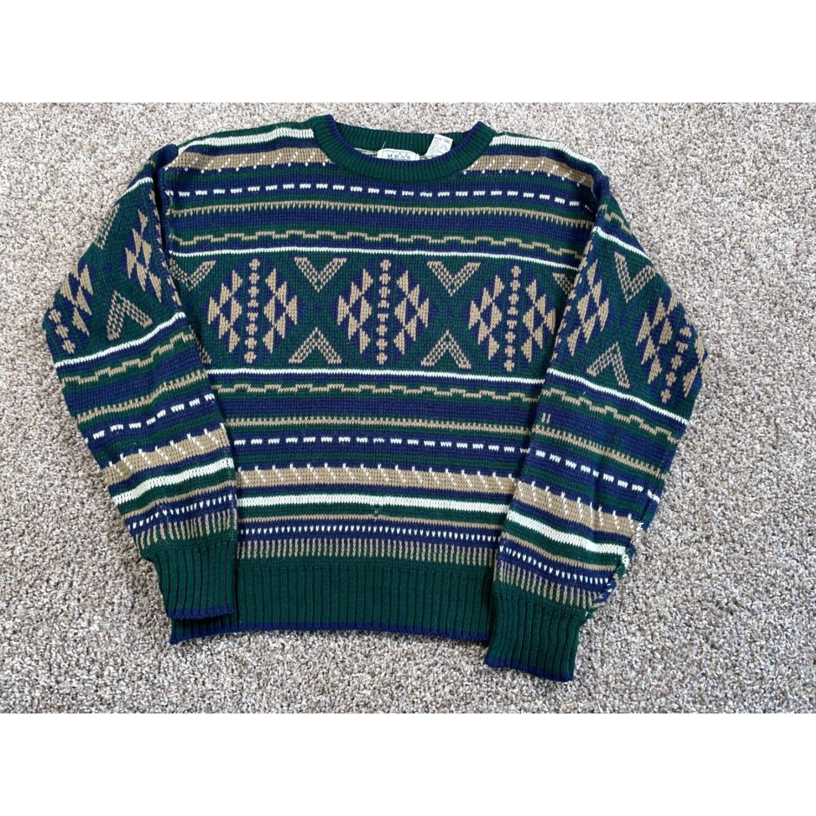 Sears VTG Sears Geometric Pattern Sweater Adult Medium Green Aztec Tribal 80s Pullover Knit Mens Size US M / EU 48-50 / 2 - 2 Thumbnail