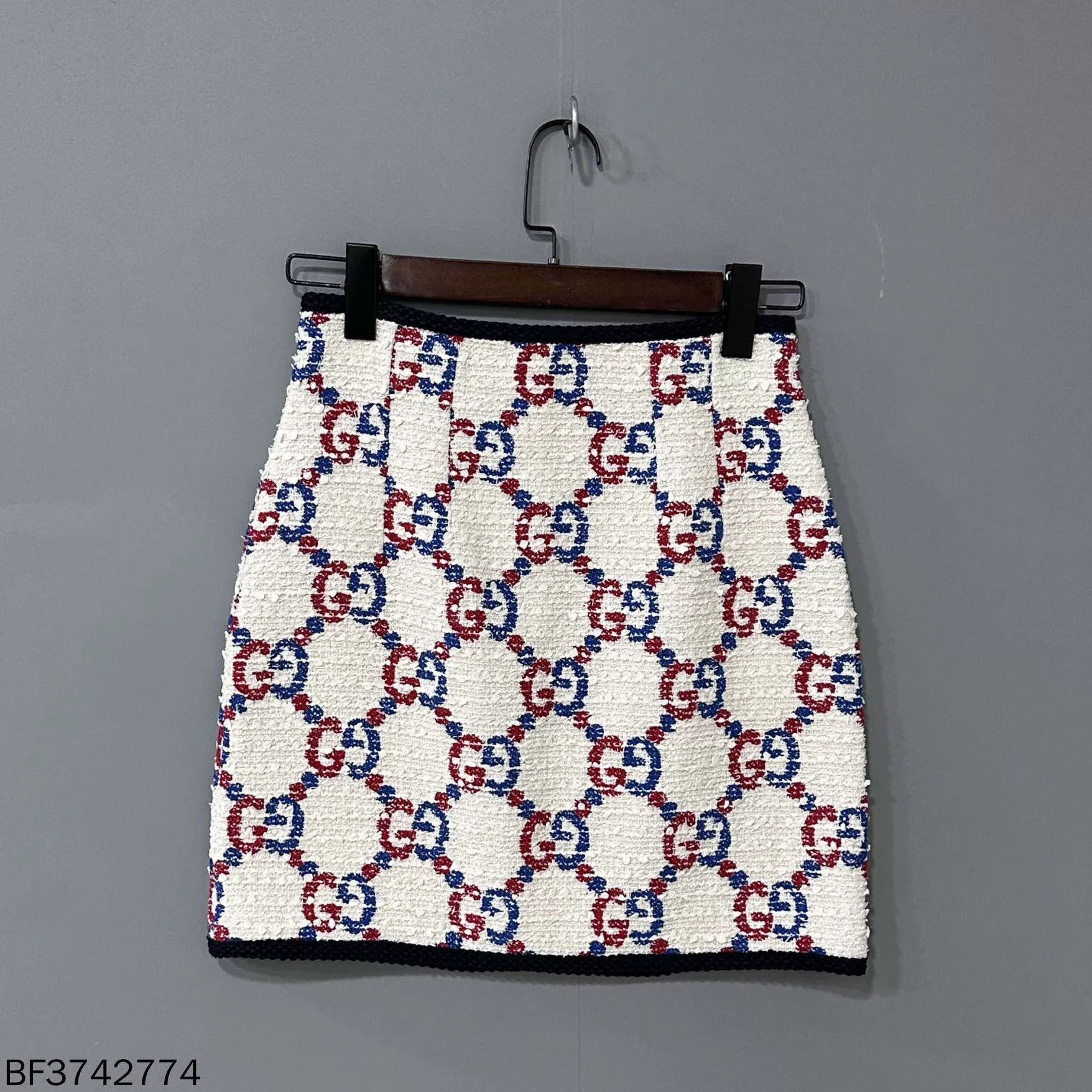 Gucci GUCCI Red Blue GG All Over Print Skirt Women's 38 Size 26" / US 2 / IT 38 - 2 Thumbnail