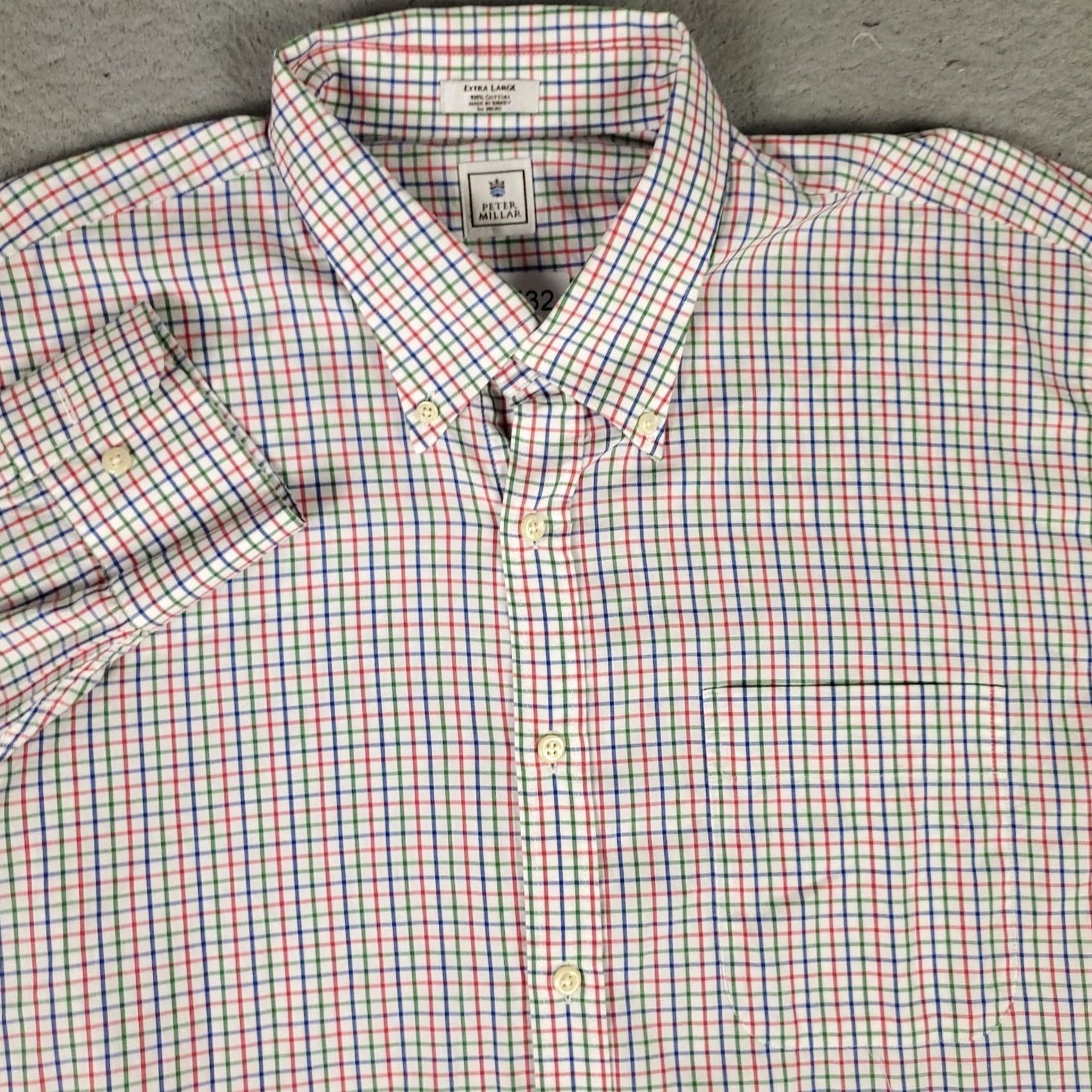 Peter Millar Peter Millar Shirt Mens XL Red White Blue Check Button-Up Long Sleeve Size US XL / EU 56 / 4 - 2 Thumbnail