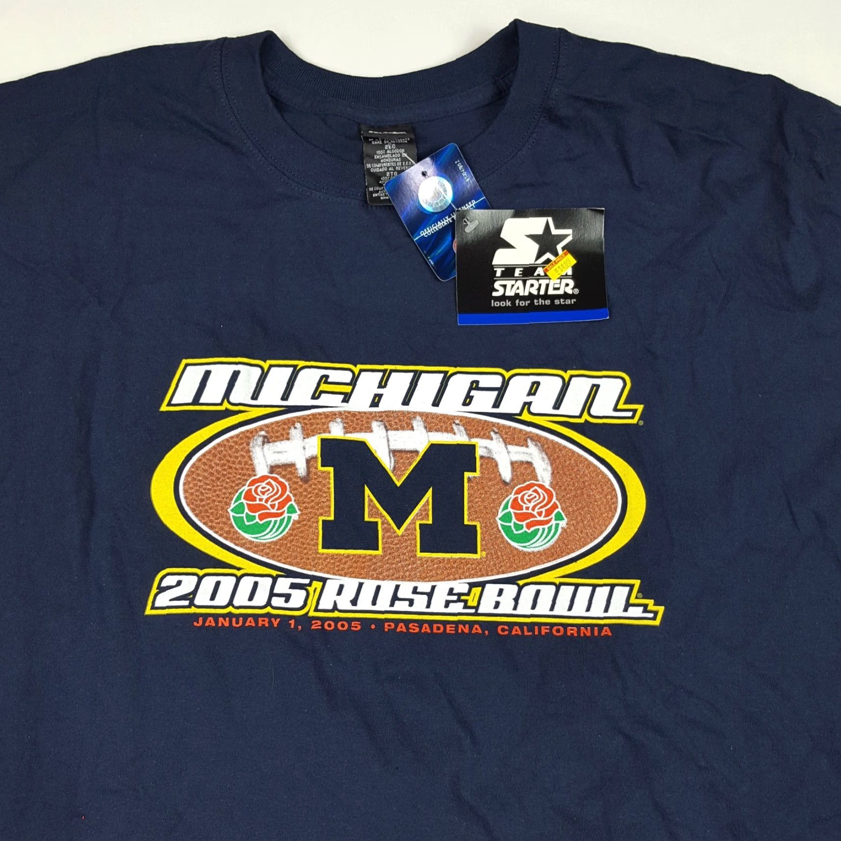 Starter VTG 2005 Michigan Rose Bowl Men's 2XL Long Sleeve Football T Shirt Size US XXL / EU 58 / 5 - 2 Thumbnail