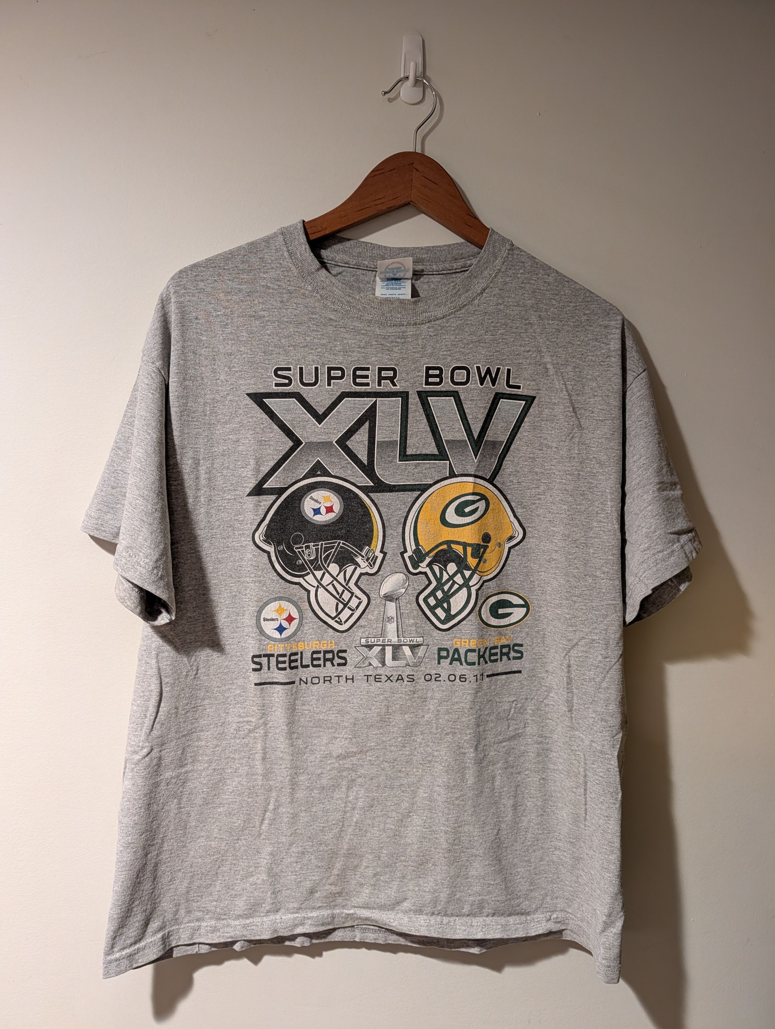 NFL Super Bowl XLV T-Shirt 2011 Steelers Green Bay Packers Size US L / EU 52-54 / 3 - 1 Thumbnail