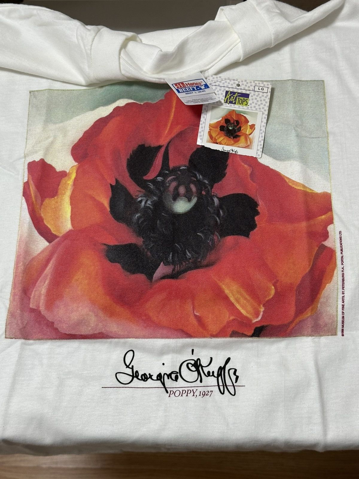 Hanes Vintage Georgia O’keeffe Shirt “Red Poppy” Size US L / EU 52-54 / 3 - 5 Thumbnail