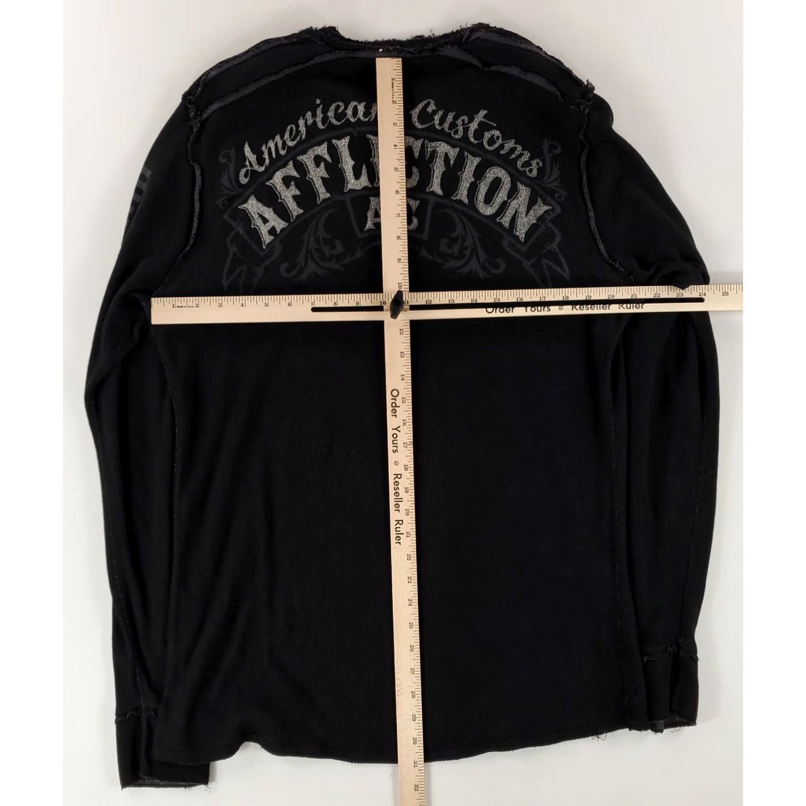 Affliction AFFLICTION Shirt Reversible Thermal Long Sleeve Live Fast Black Gray Mens XL Size US XL / EU 56 / 4 - 6 Thumbnail