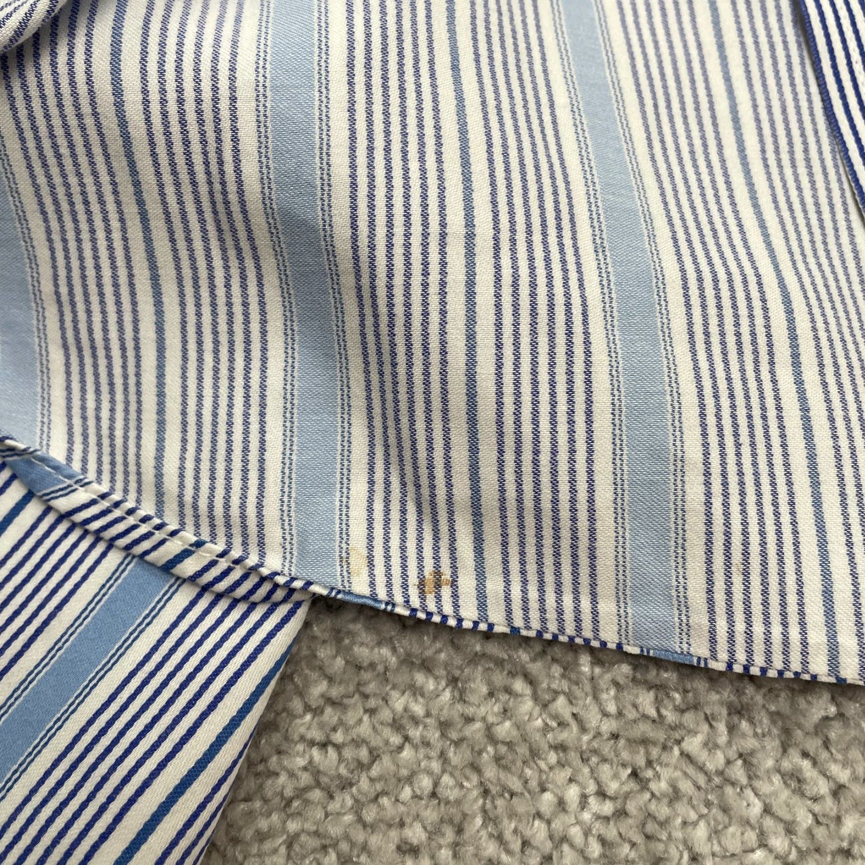 BUGATCHI VINTAGE Bugatchi Uomo Dress Shirt Mens XL Long Sleeve Cotton Blue Striped Business Casual Formal Size 46R - 5 Thumbnail