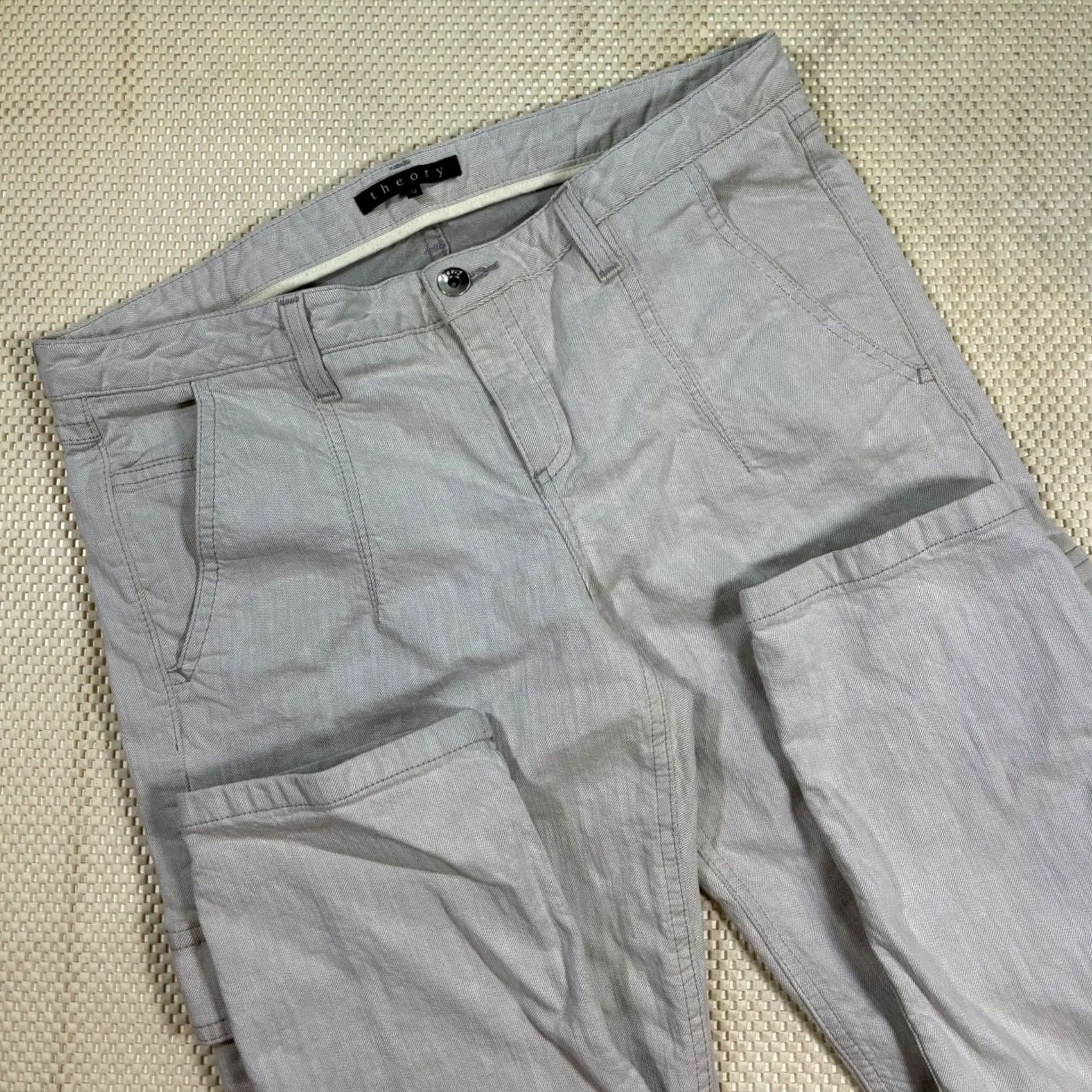 Theory Theory Women's Gray Cargo Pants Size 12 Straight Leg Cotton Blend Casual Pants Size 34" / US 12 / IT 48 - 3 Thumbnail