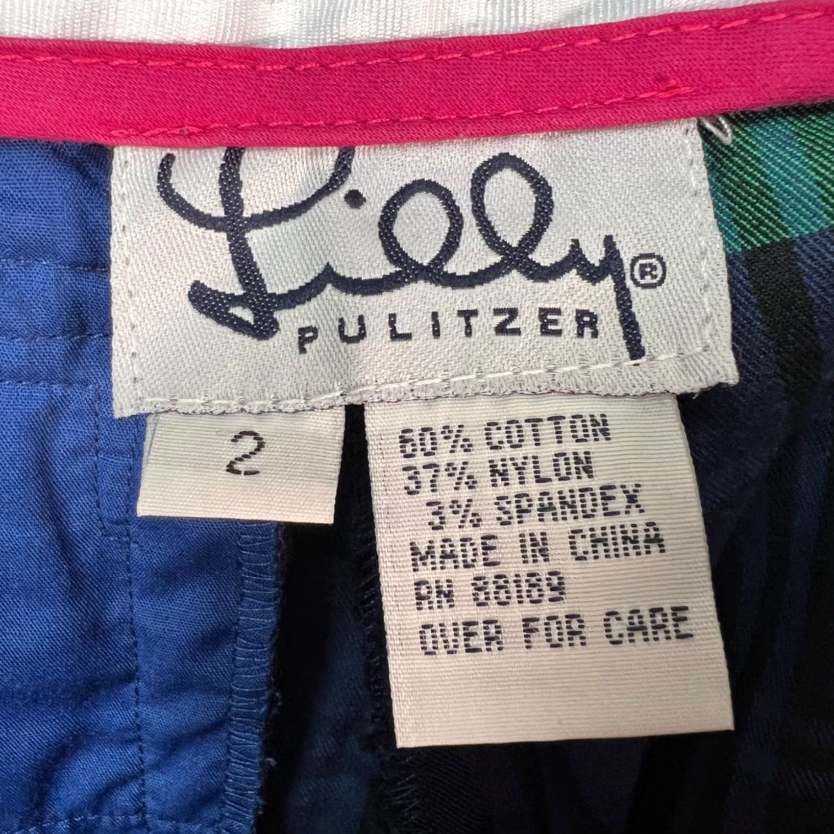 Lilly Pulitzer Lilly Pulitzer Womens 2 Pants Navy Blue Green Plaid Tartan Chino Straight 31 In Inseam Adult Regular Size 2 Womens Size 26" / US 2 / IT 38 - 3 Thumbnail