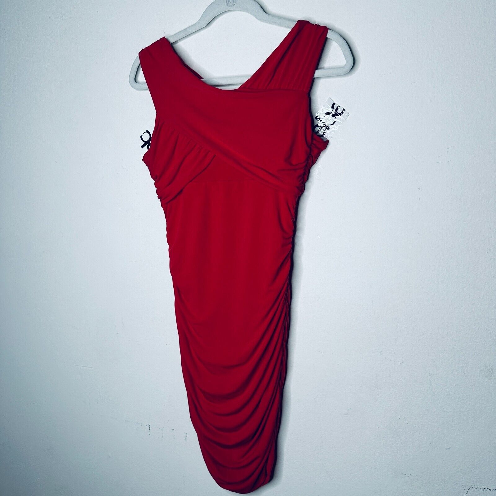 Guess Guess Red Ruched Draped Off-Shoulder Cross Back Mini Dress S Size S / US 4 / IT 40 - 5 Thumbnail