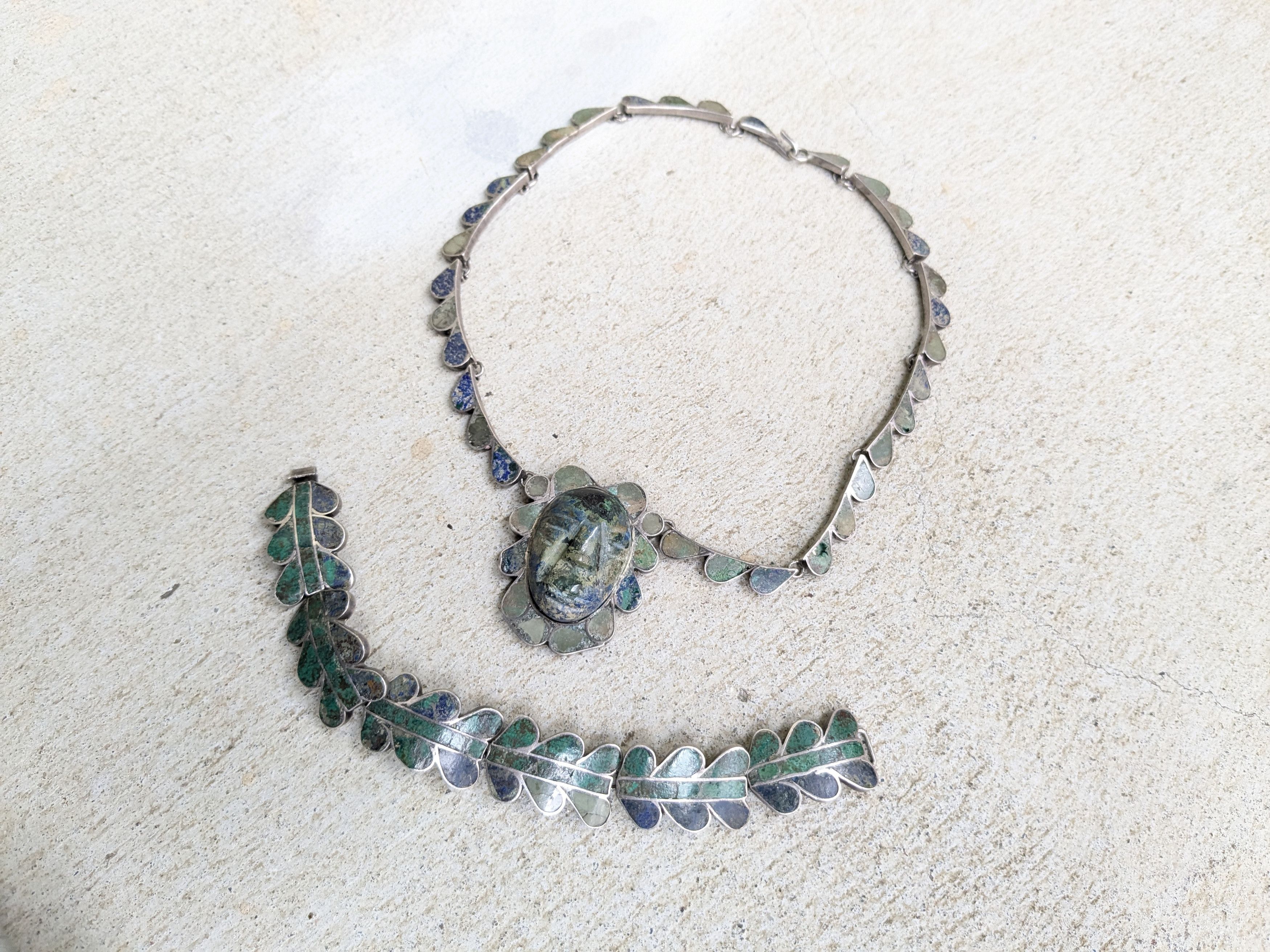 Vintage Vintage Sterling Silver Necklace Bracelet Turquoise Mask Size ONE SIZE - 5 Thumbnail
