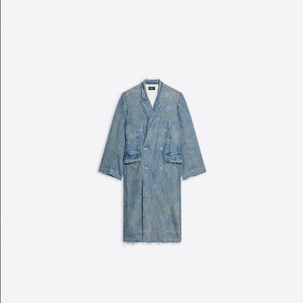 image of Balenciaga O1Mt1Gz0524 Boxy Coat In Blue, Men's (Size Small)