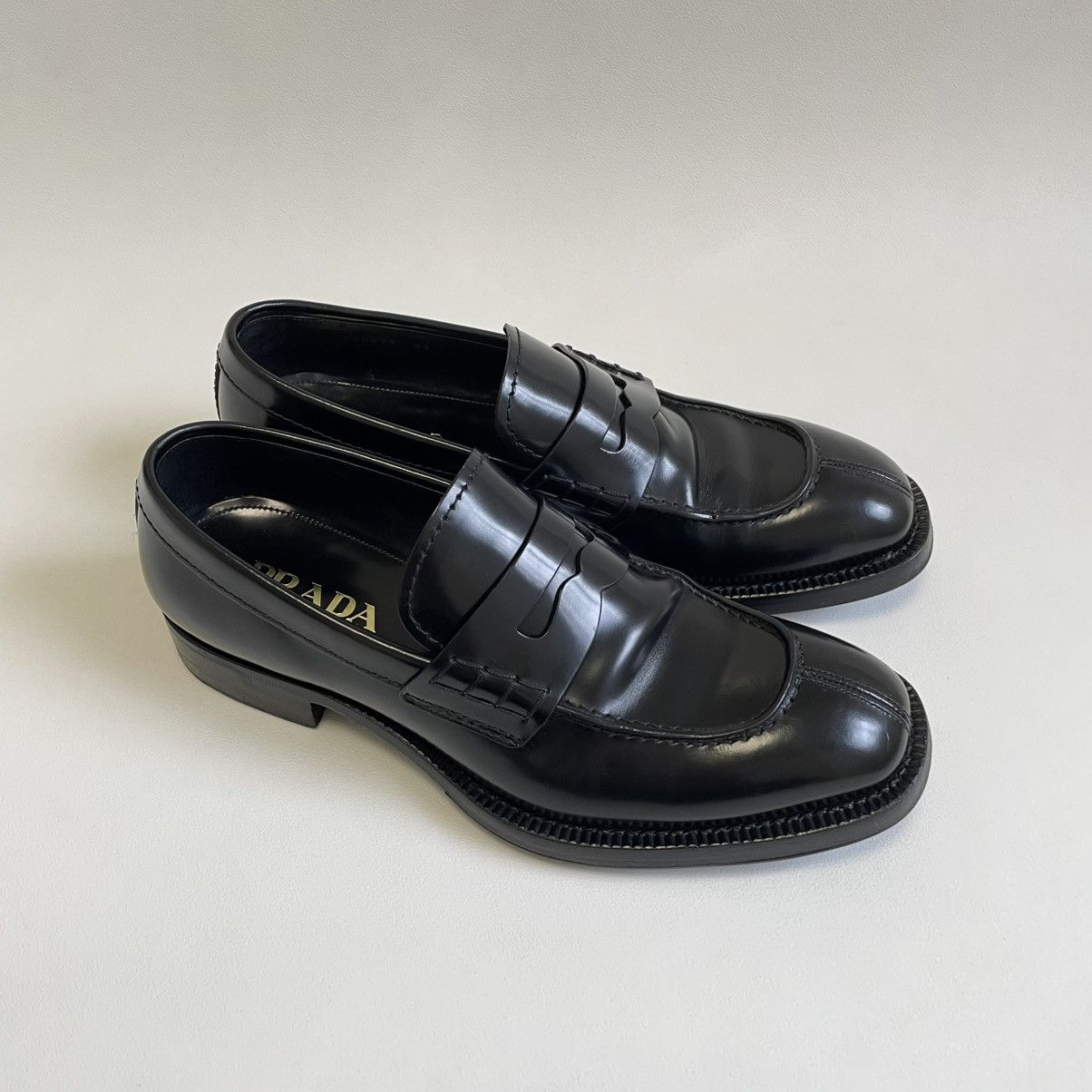 Prada Black Leather ‘Almond Toe’ Loafers Size US 9.5 / EU 42-43 - 7 Thumbnail