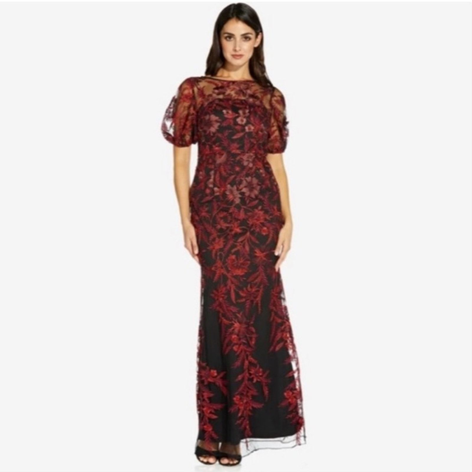Adrianna Papell NWOT Adrianna Papell Metallic Red & Black Embroidered Gown 6 Size M / US 6-8 / IT 42-44 - 1 Thumbnail