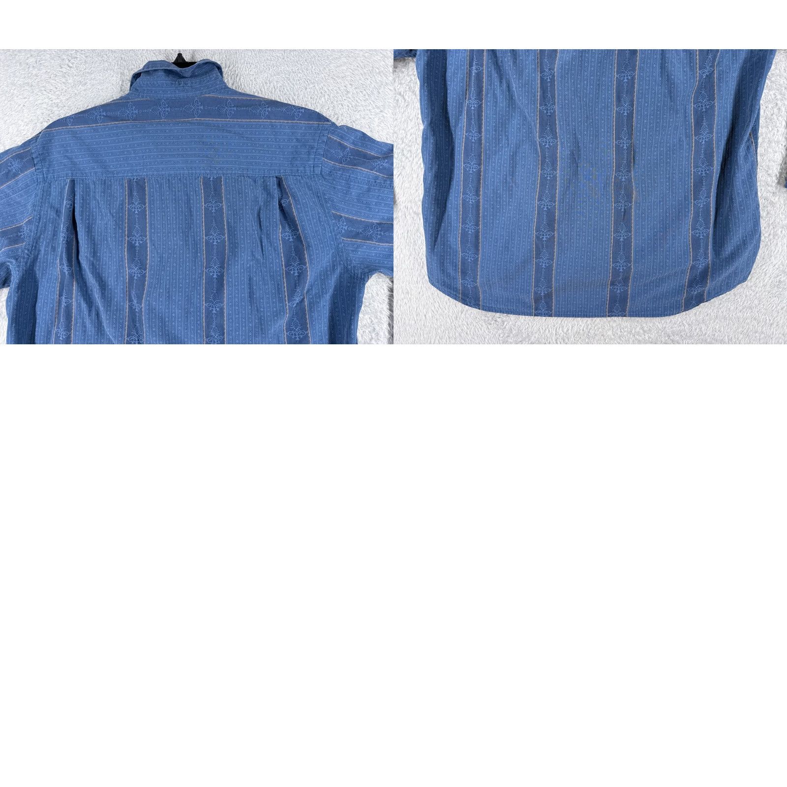 Tommy Bahama Tommy Bahama Shirt Men Large Blue Vertical Stripe Pineapple 100% Silk Button Up Size US L / EU 52-54 / 3 - 9 Thumbnail