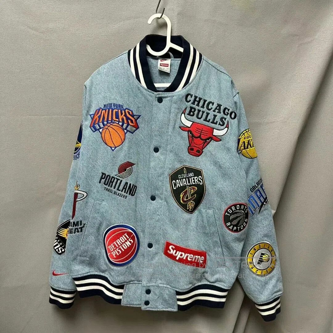 Nike supreme nike nba denim baseball jacket. Size US M / EU 48-50 / 2 - 1 Thumbnail