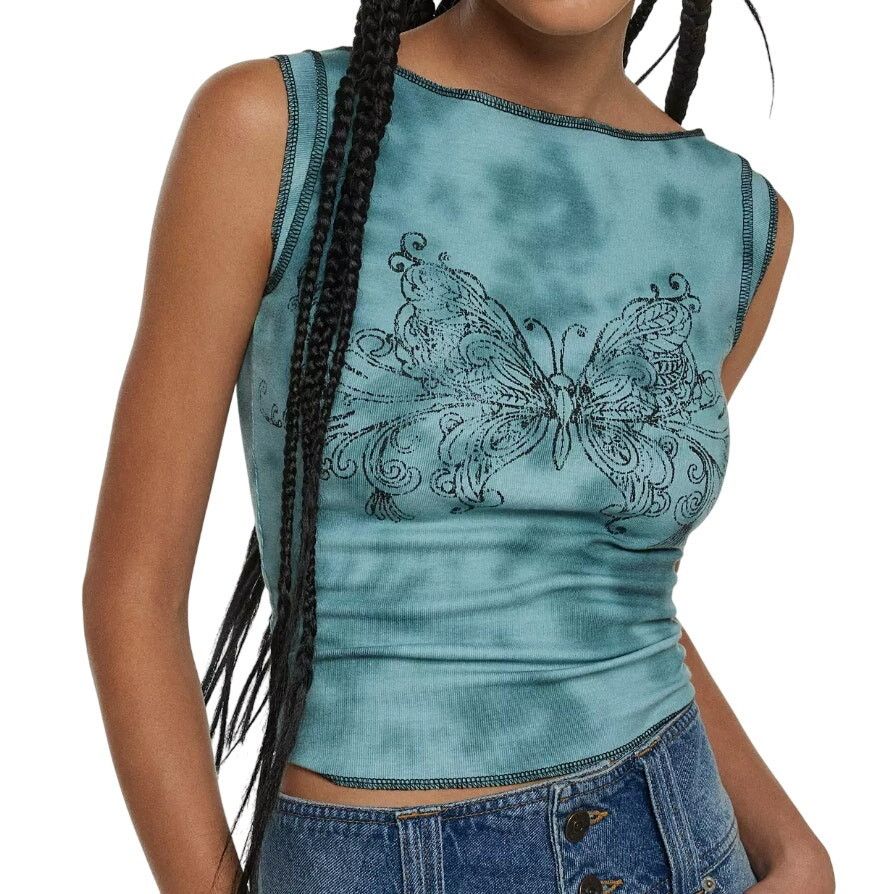 Urban Outfitters Urban Outfitters Tie-Dye Butterfly Graphic Baby Tee Size S / US 4 / IT 40 - 1 Thumbnail