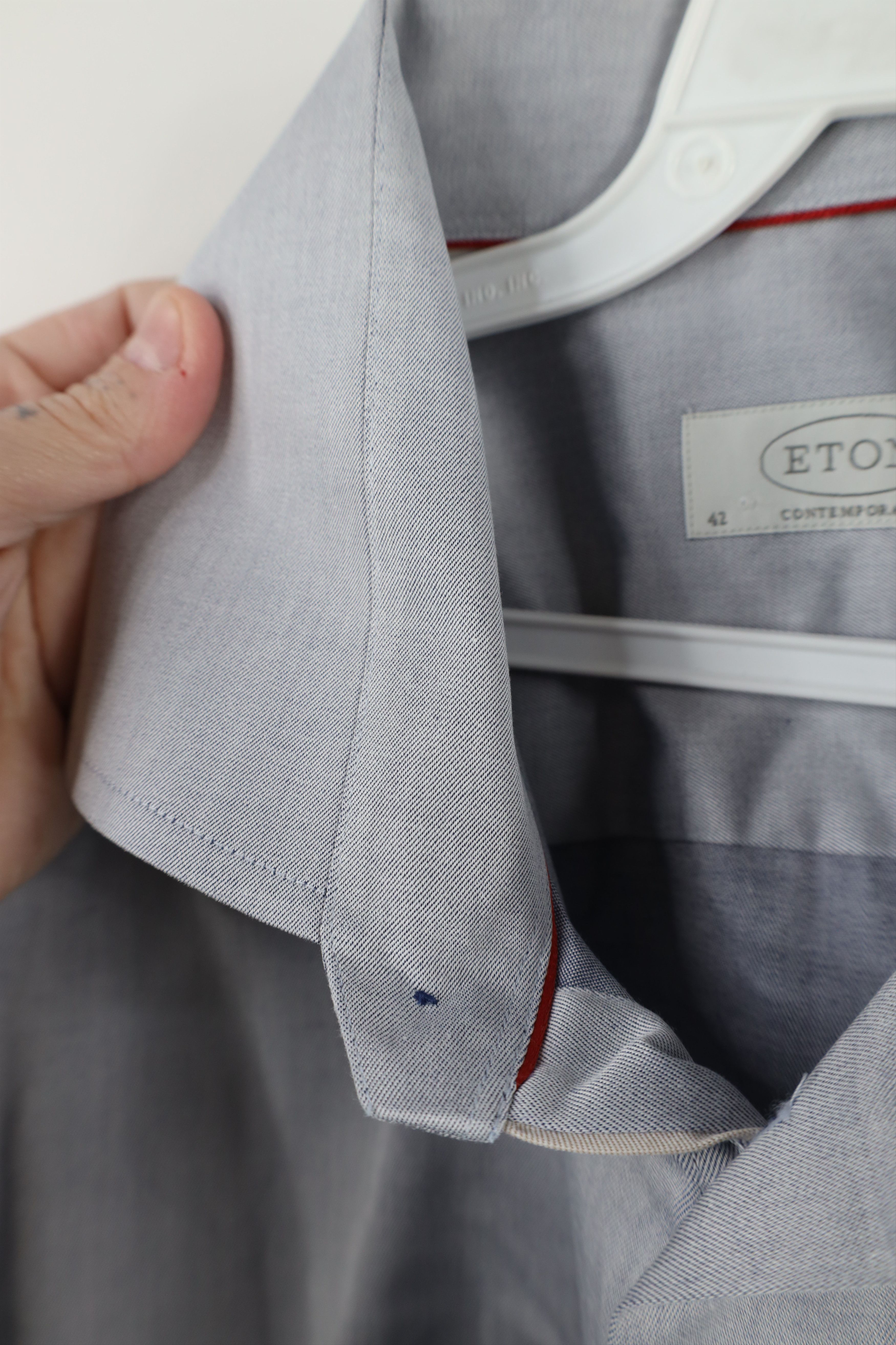 Eton × Vintage Eton Contemporary Chambray Collared Button Dress Shirt Gray Size US XL / EU 56 / 4 - 7 Thumbnail