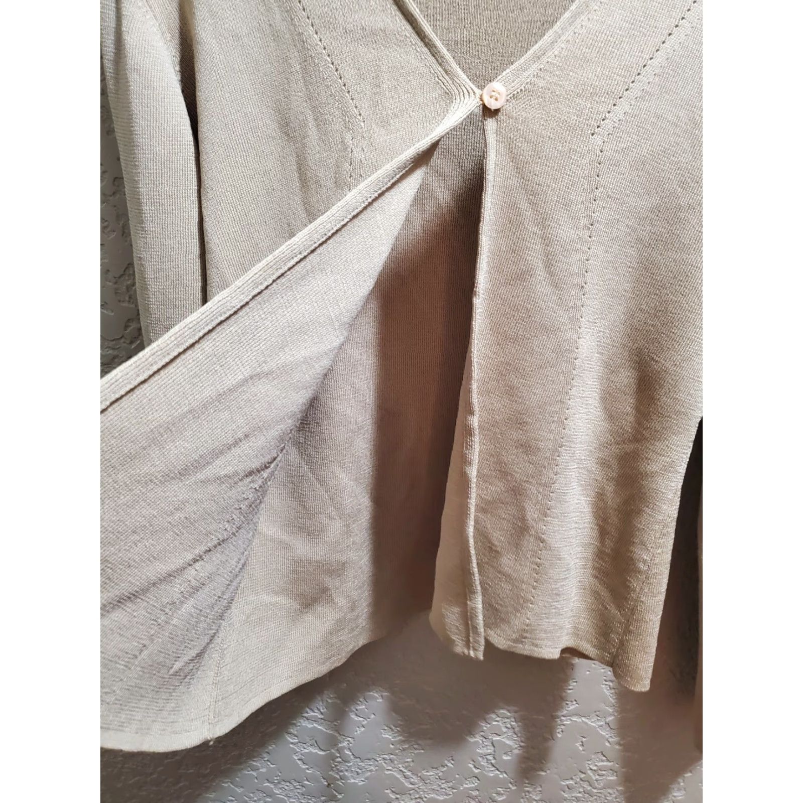 Willi Smith Willi Smith Collection Blouse Womens Medium Top Beige Single Button Rayon/Polyester Size M / US 6-8 / IT 42-44 - 6 Thumbnail