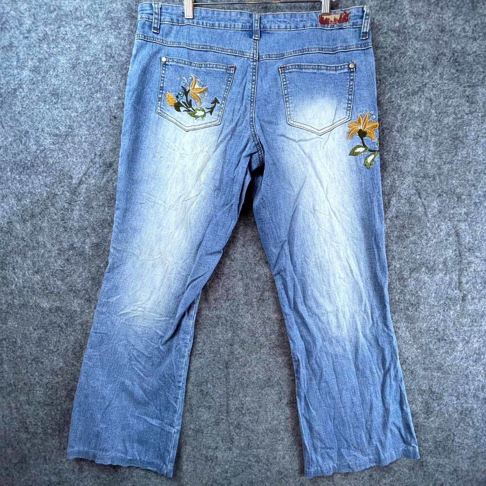 Judy Blue Judy Blue Jeans Women 13 Embroidery Wide Hippie Boho Y2K Size 36" / US 14 / IT 50 - 2 Thumbnail