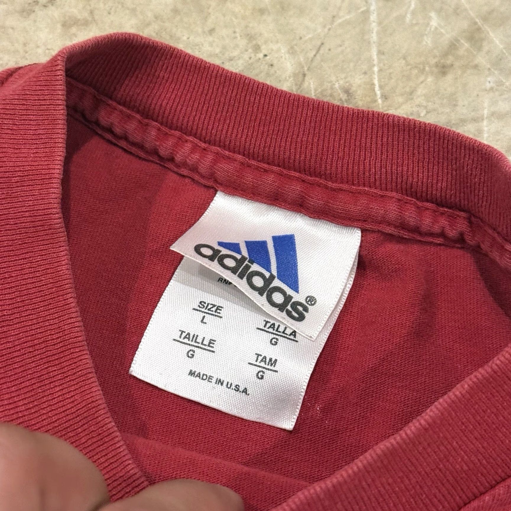 Adidas VINTAGE adidas Trefoil Long Sleeve T-Shirt USA Large Red Spellout M/L Unisex 90s Sportswear/Beach Size US M / EU 48-50 / 2 - 3 Thumbnail