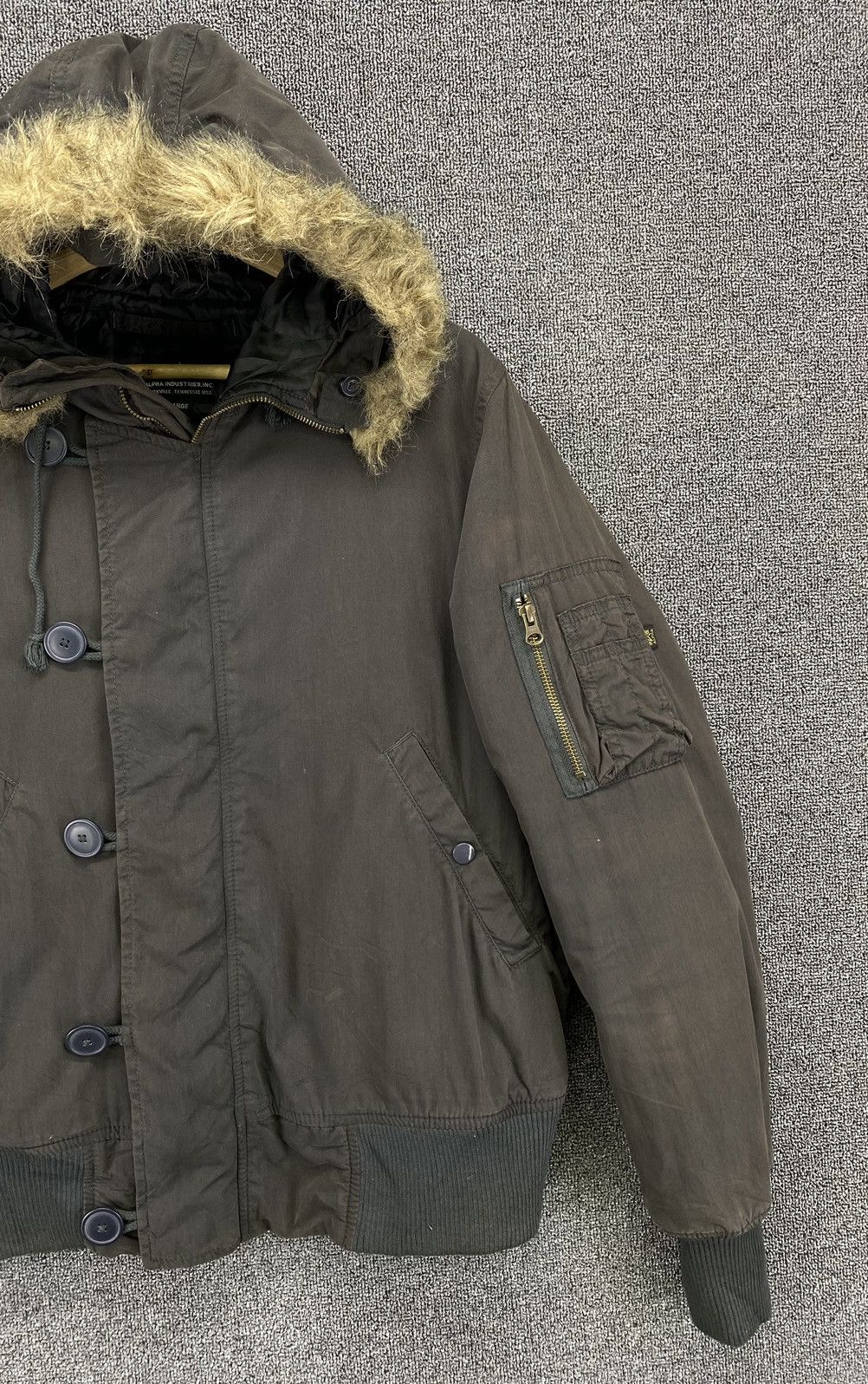 Alpha Industries Vintage Alpha Industries Faux Fur Hoodie Long Jacket Size L / US 10 / IT 46 - 4 Thumbnail