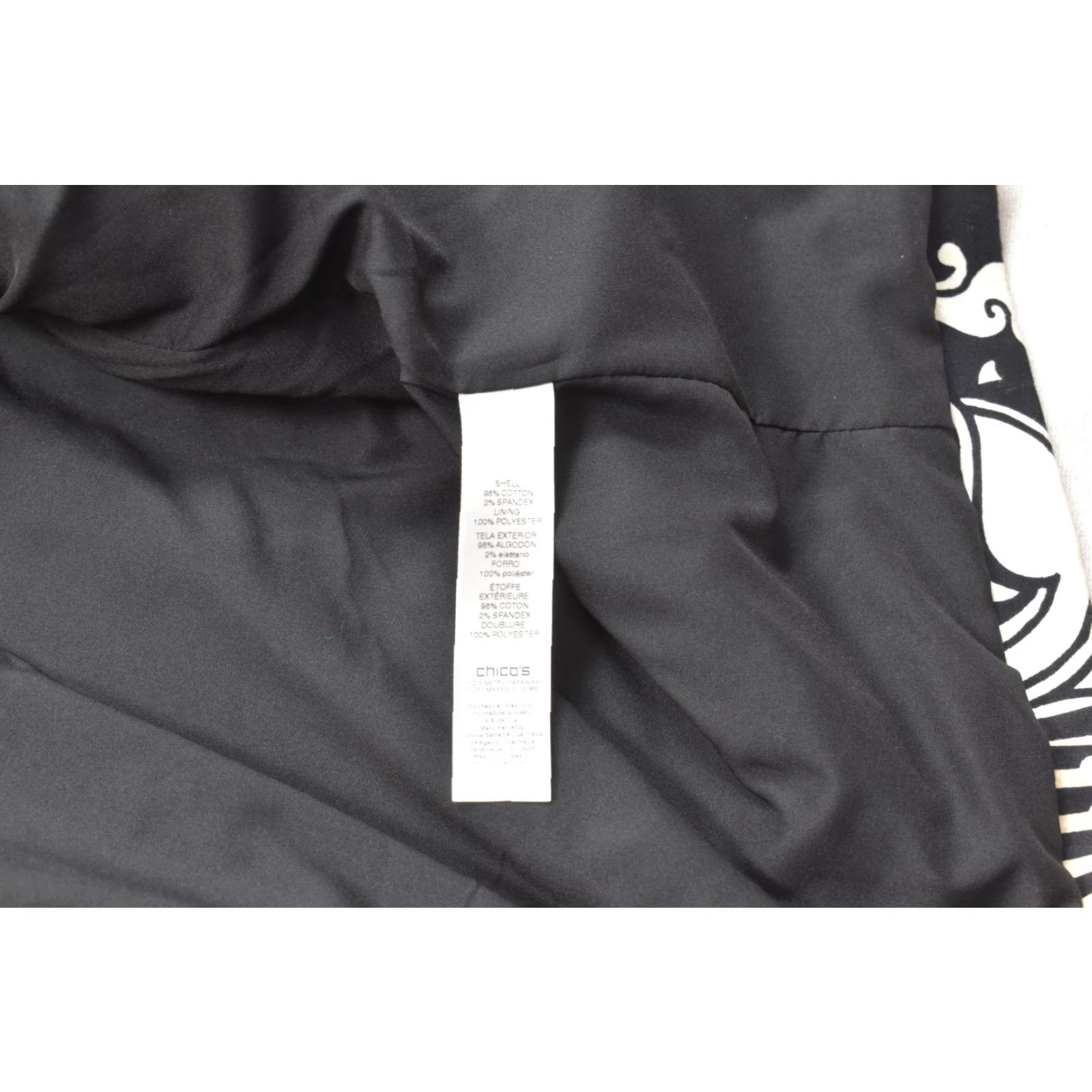 Vintage Chico's Blazer Shirt Women Small Black White Gold Scarf Print Stretch Cotton Blend Jacket Size XS / US 0-2 / IT 36-38 - 7 Thumbnail