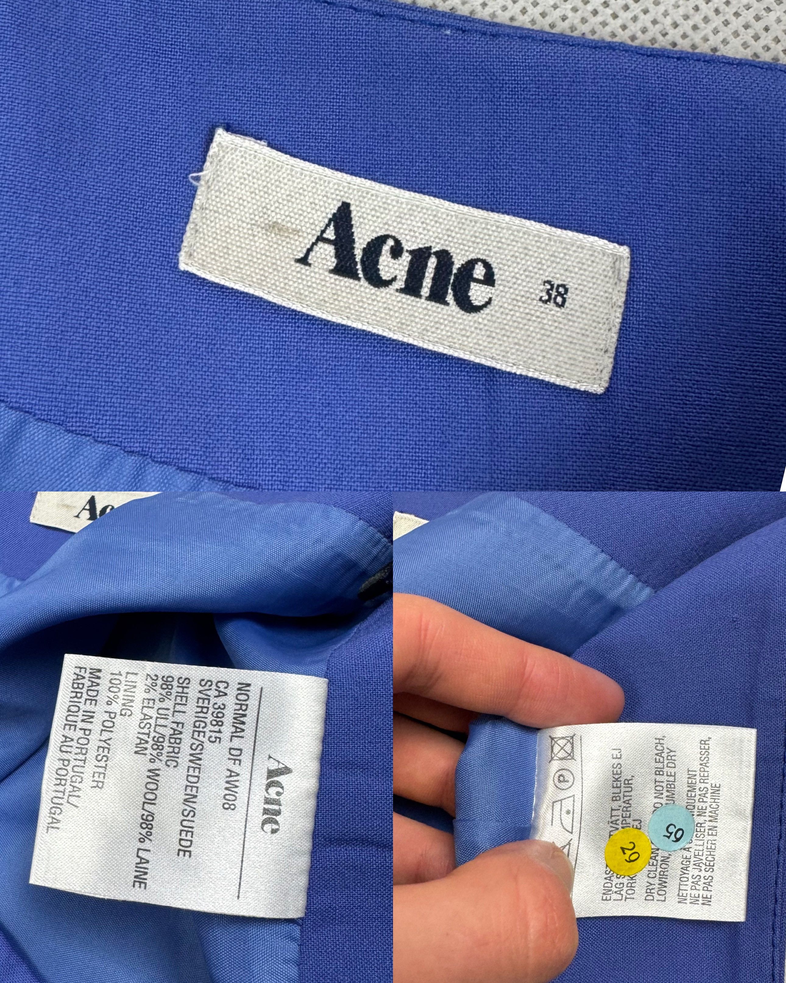 Acne Studios Acne Women's Royal Blue Stretch Back Zip Mini Short Skirt 38 Size 38" / US 16 / IT 52 - 2 Thumbnail