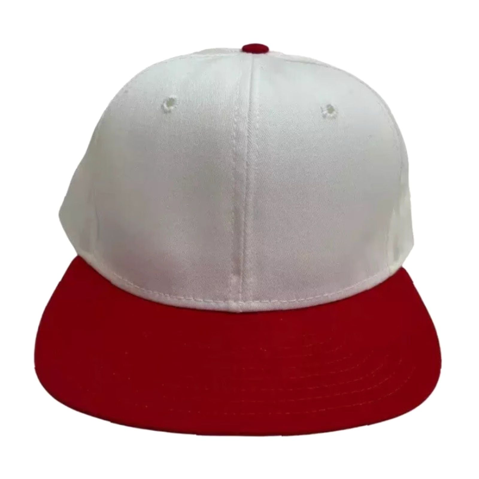 Vintage VINTAGE DeLong Canvas Snapback Hat Cap Adult M/L White Crown & Snap Red Bill Grey Underbill 90s Made in USA Deadstock NWOT Adjustable Mens Boys Size ONE SIZE - 2 Thumbnail