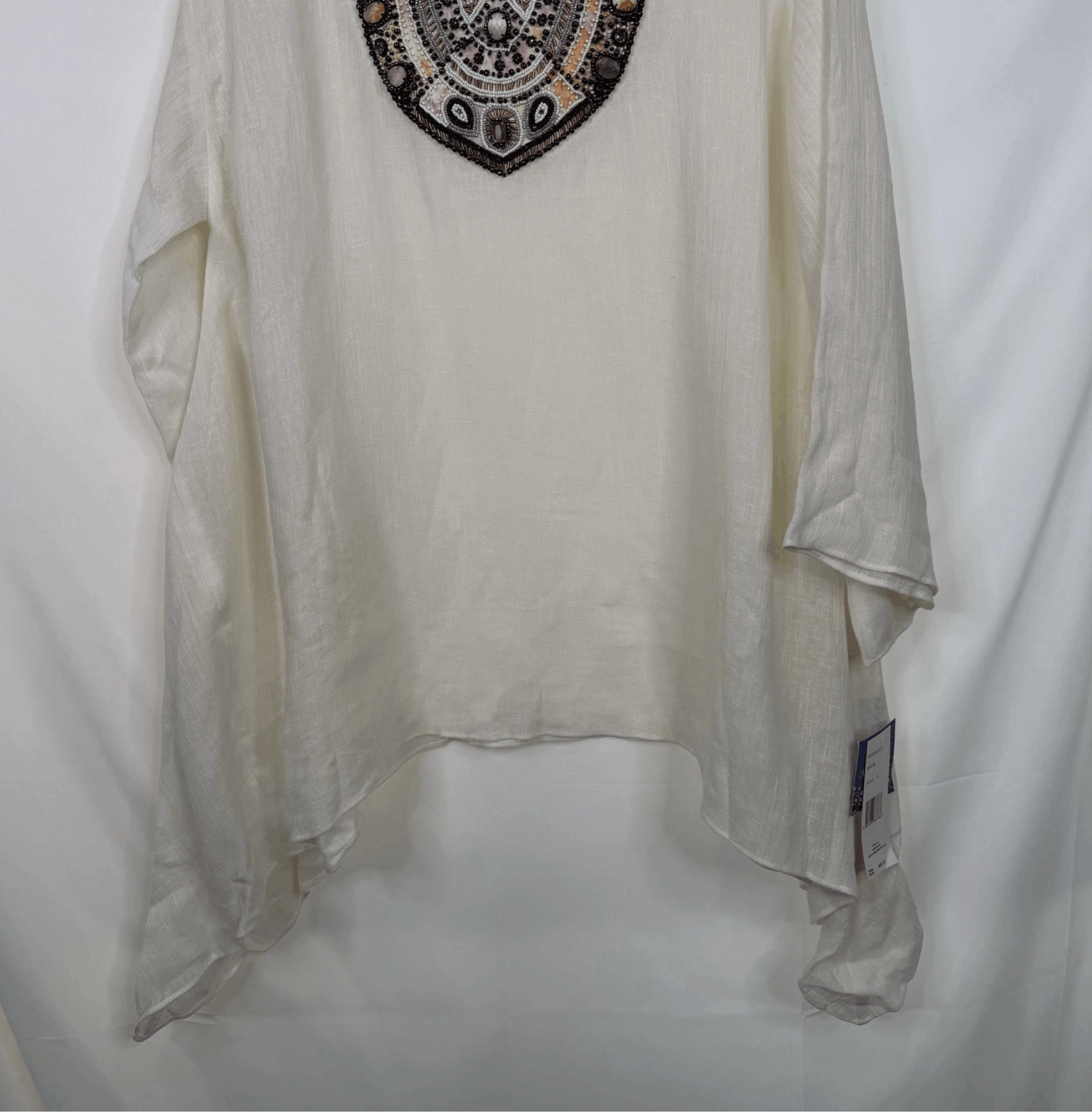 Lafayette 148 Lafayette 148 Cream Beaded Embellished Tunic Top Size M / US 6-8 / IT 42-44 - 7 Thumbnail