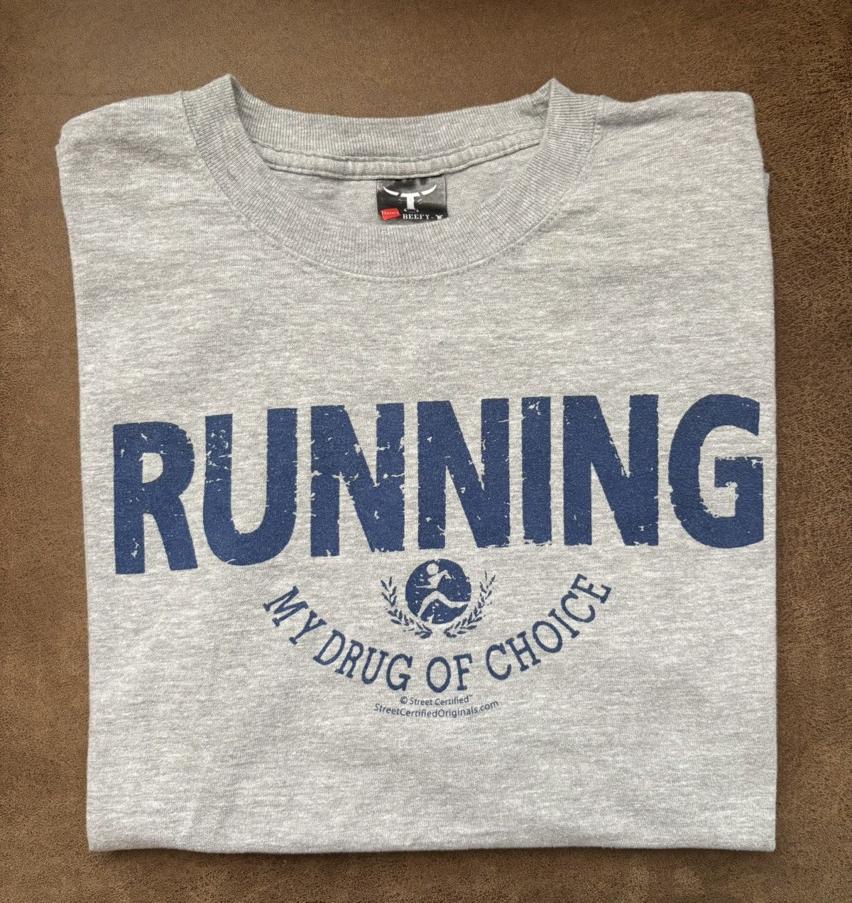 Hanes Vintage (90’s) Beefy Hanes “Running my Drug of choice” Tee Size US M / EU 48-50 / 2 - 1 Thumbnail