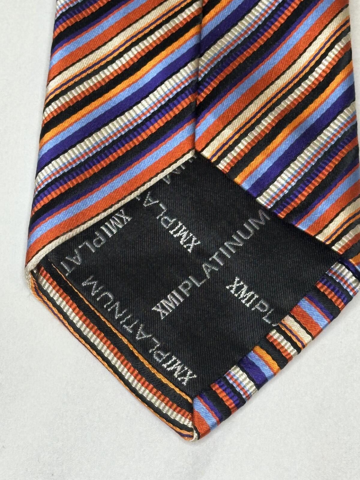 XMI Platinum XMI Platinum multicolored diagonal/repp striped silk tie Size ONE SIZE - 3 Thumbnail