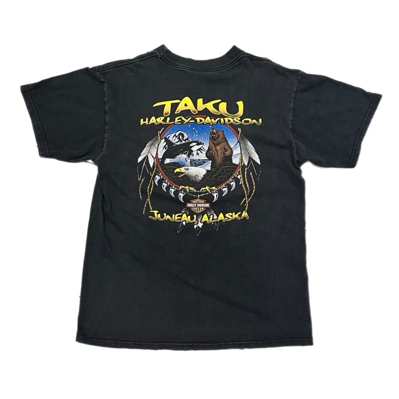 Harley Davidson 2000 Harley-Davidson Taku Alaska Flaming Wolf Graphic Tee Size US L / EU 52-54 / 3 - 2 Thumbnail